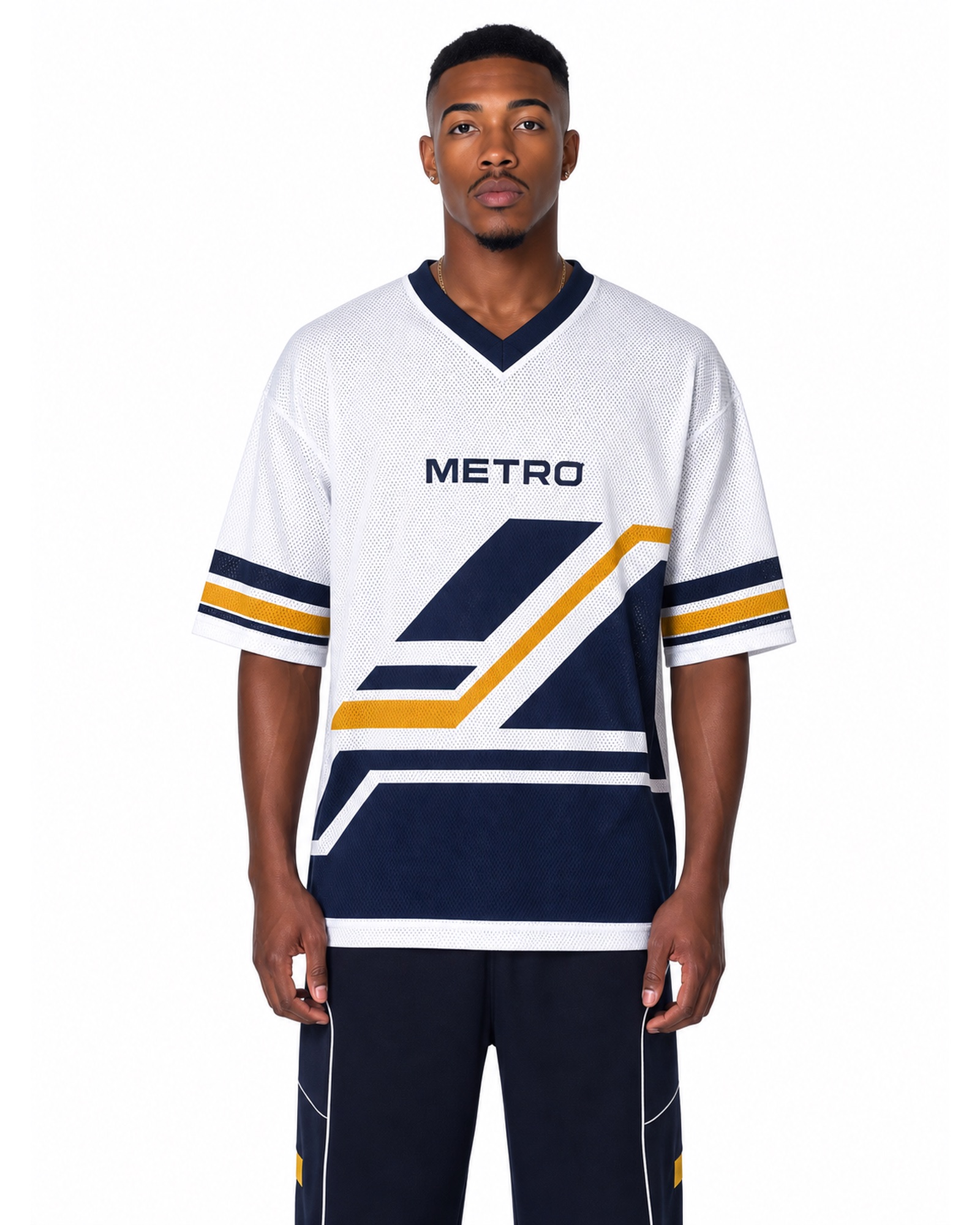 METRO Navy Slash Jersey Set front product view on a white background