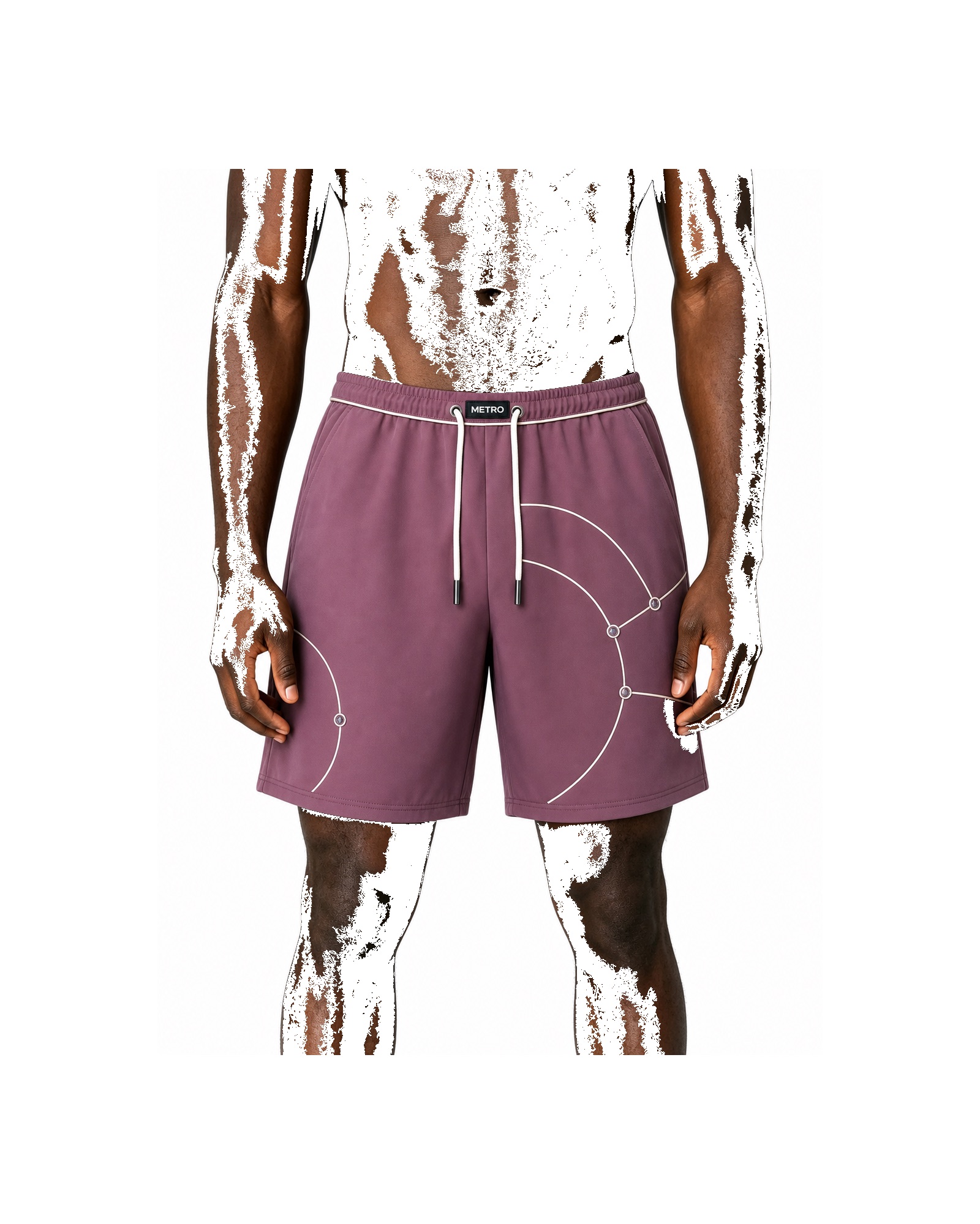 METRO Mauve Orbit Shorts front product view on a white background