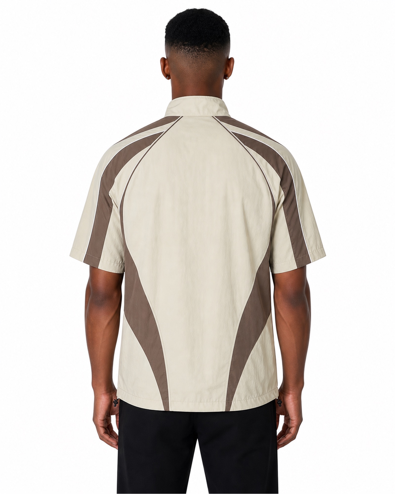 METRO Sandstone Vector Mock-Neck Tee back product view on a white background
