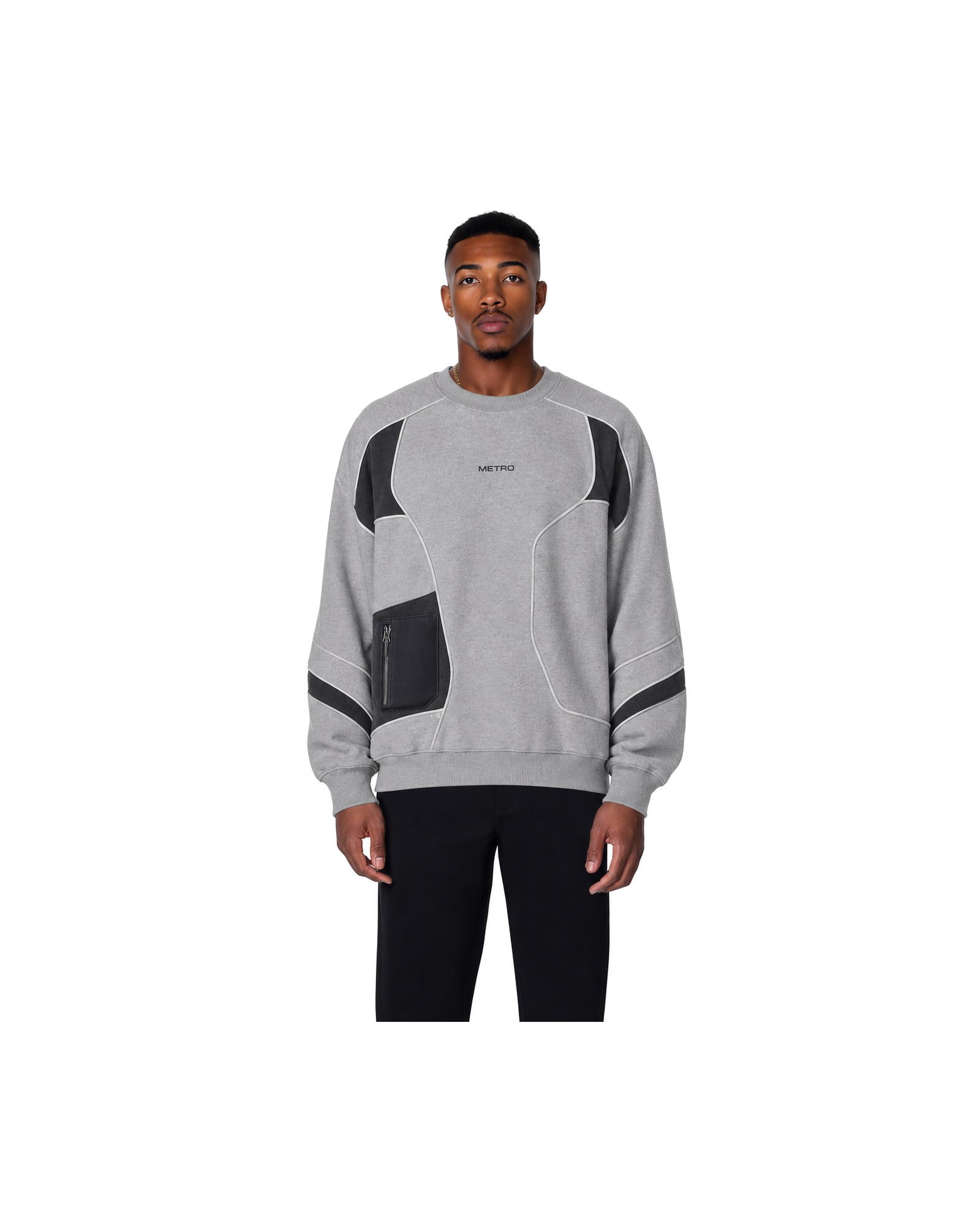METRO Concrete Panel Crewneck front product view on a white background