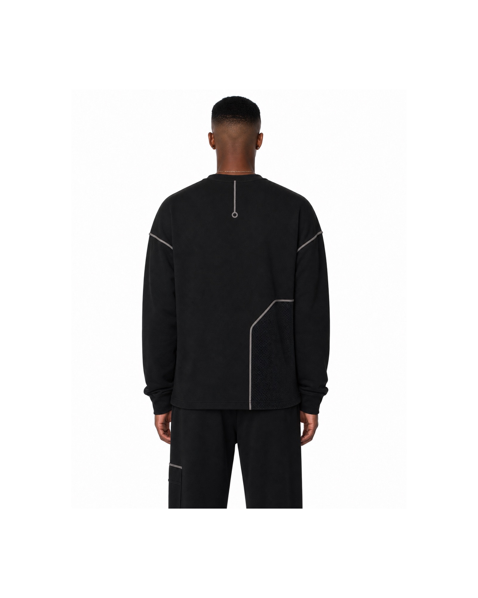 METRO Black Circuit Long-Sleeve Tee back product view on a white background