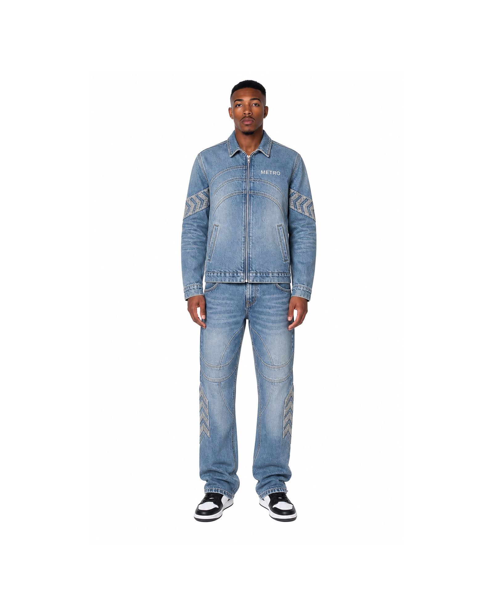 METRO Washed Transit Denim Set front product view on a white background