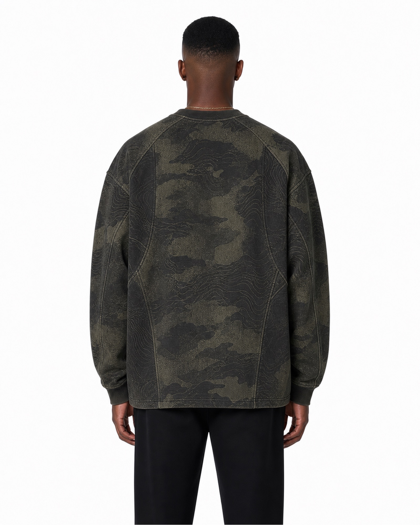 METRO Woodland Haze Crewneck back product view on a white background