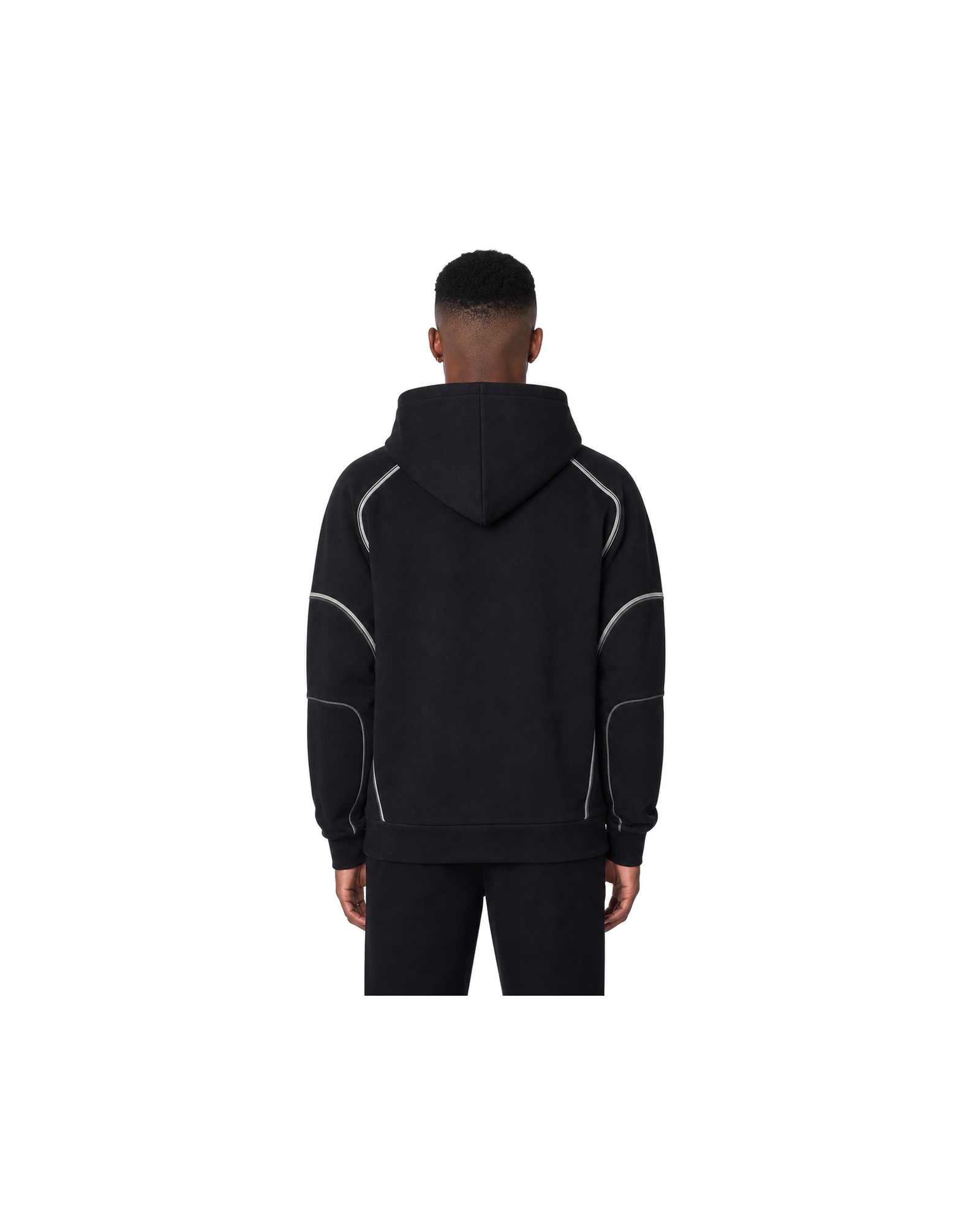 METRO Black Orbit Pullover Hoodie back product view on a white background