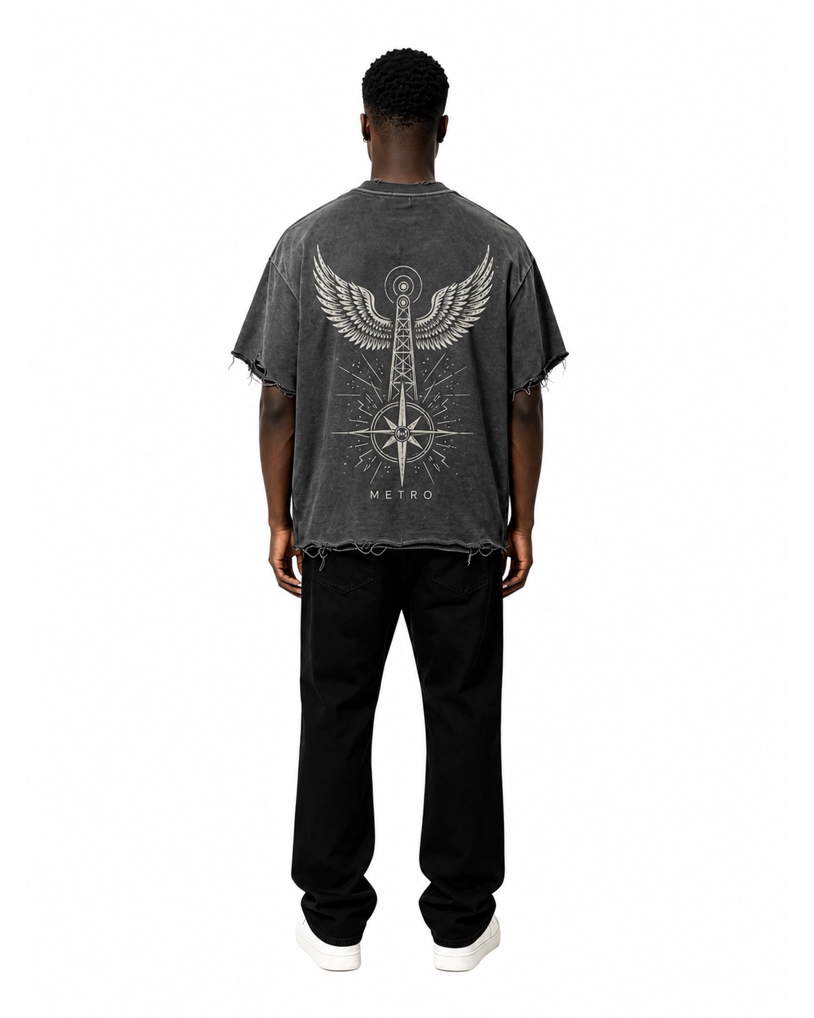 METRO Silverwing Graphic Tee back product view on a white background