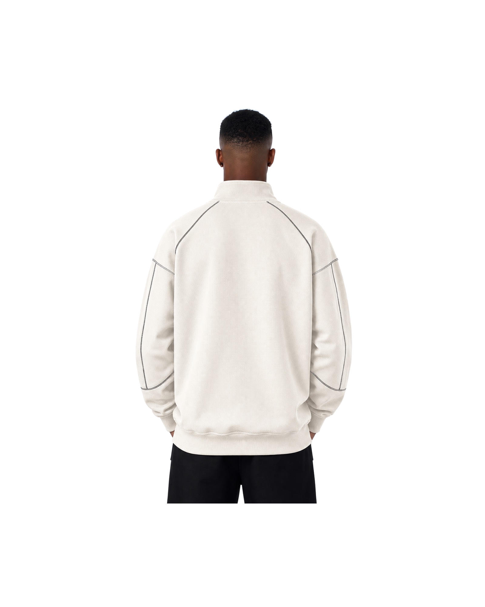 METRO Ivory Turnstile Funnel Sweatshirt back product view on a white background