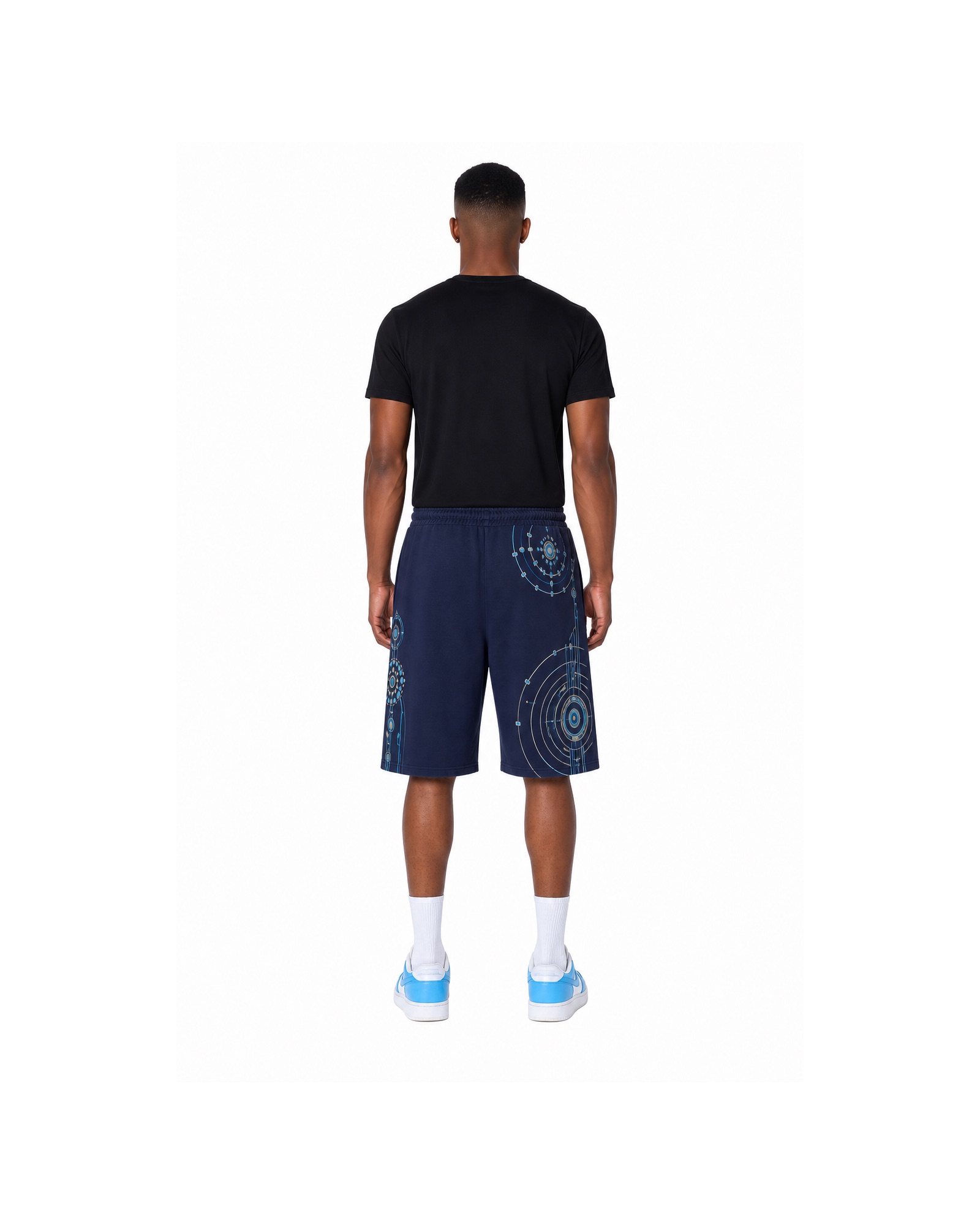 METRO Blue Sprint Shorts back product view on a white background