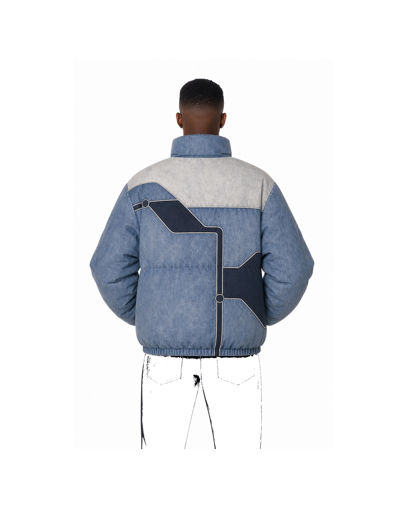 METRO Blue Transfer Puffer back product view on a white background
