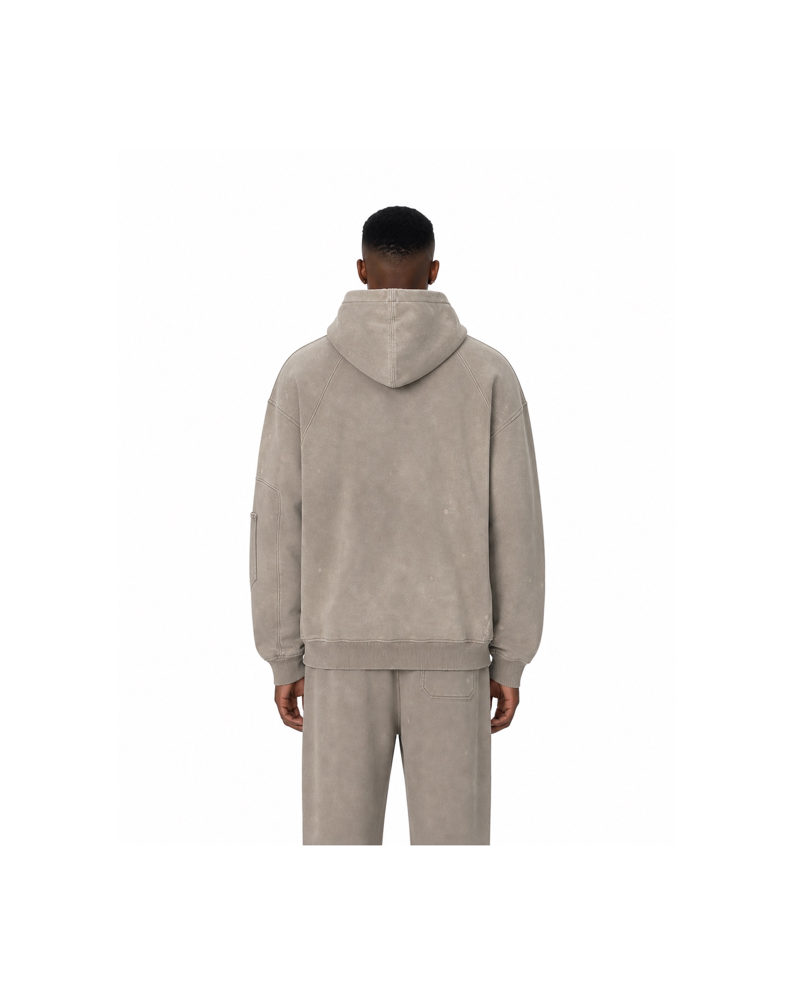 METRO Stonewash Shelter Hoodie back product view on a white background
