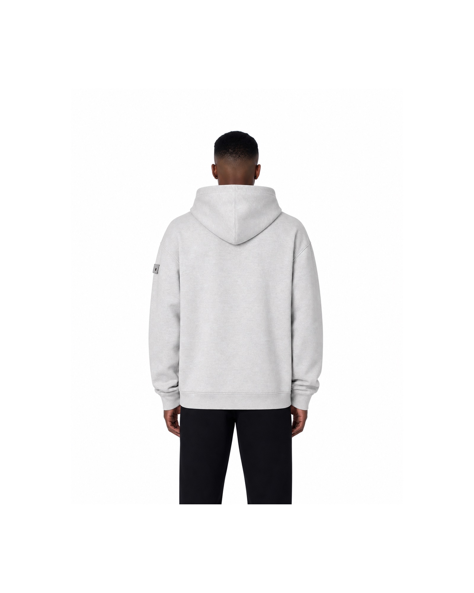 METRO Silver Blueprint Zip Hoodie back product view on a white background