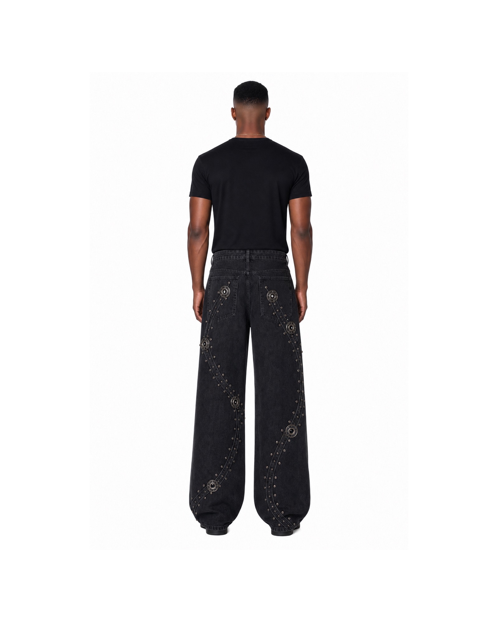 METRO Night Spray Wide Trousers back product view on a white background