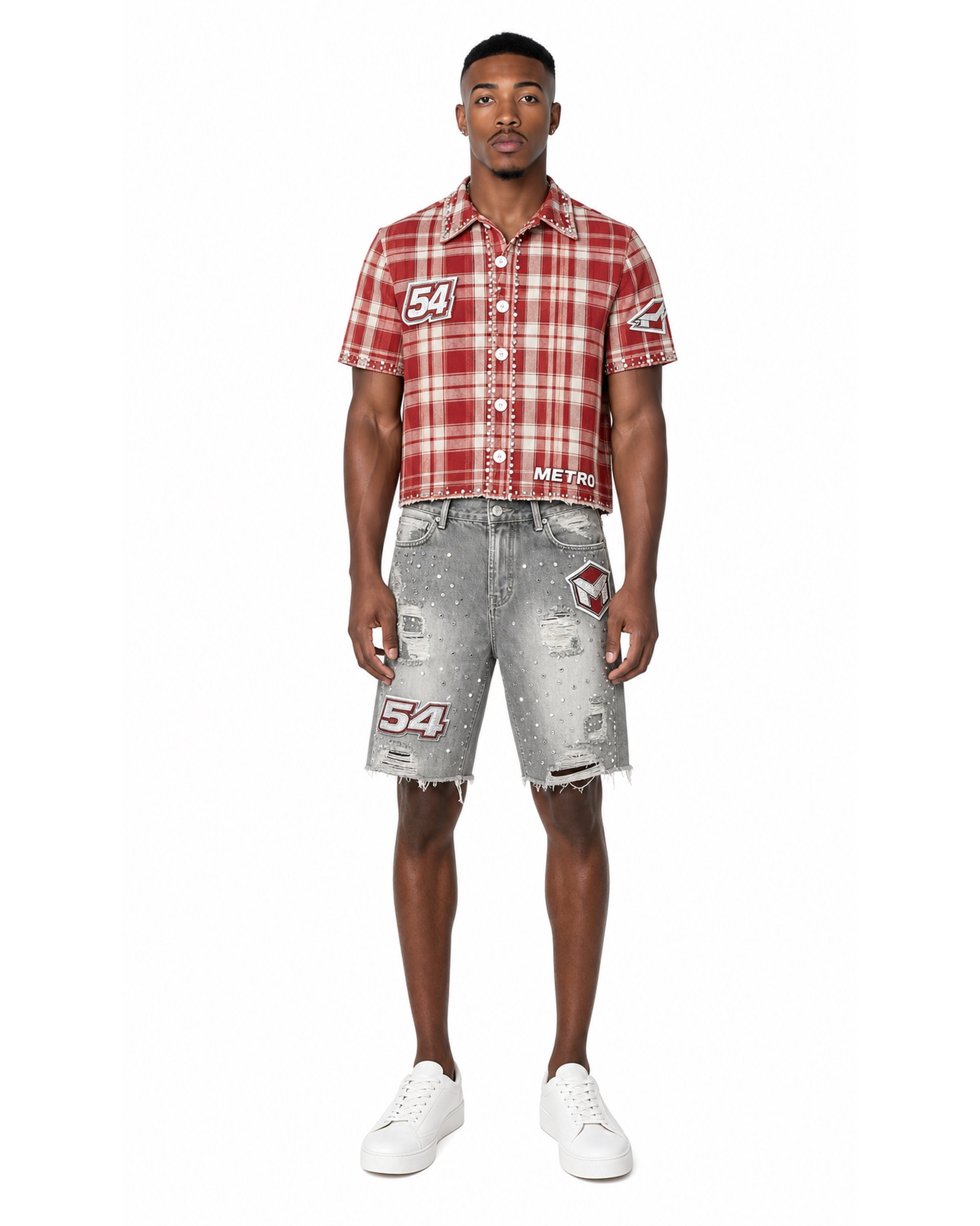 METRO Red Junction Plaid Set front product view on a white background