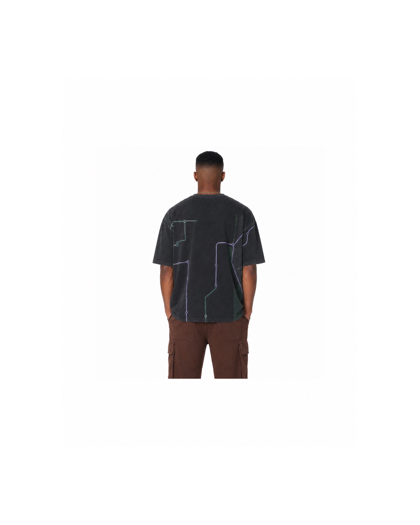 METRO Neon Interchange Oversized Tee back product view on a white background