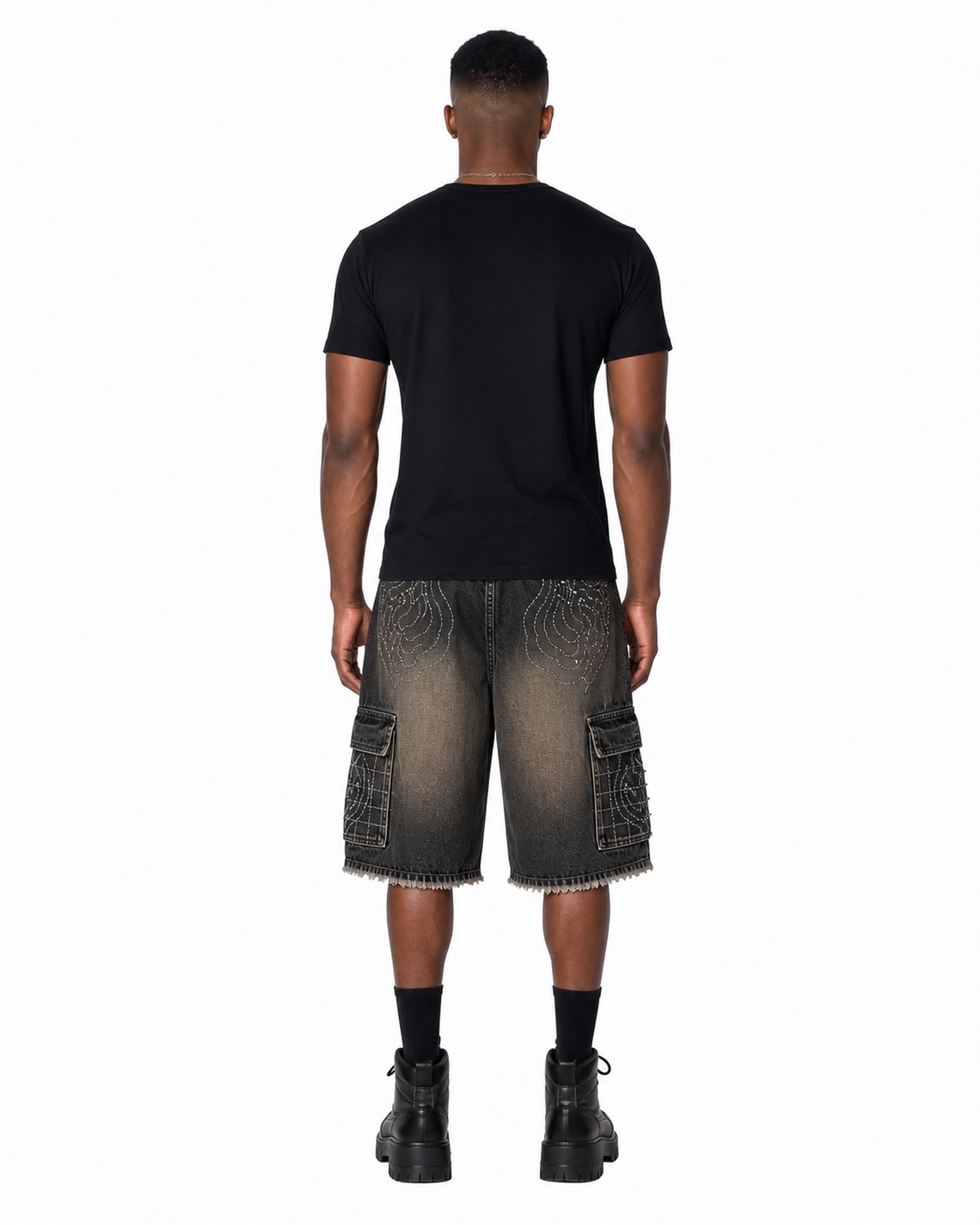 METRO Smoke Fade Cargo Jorts back product view on a white background