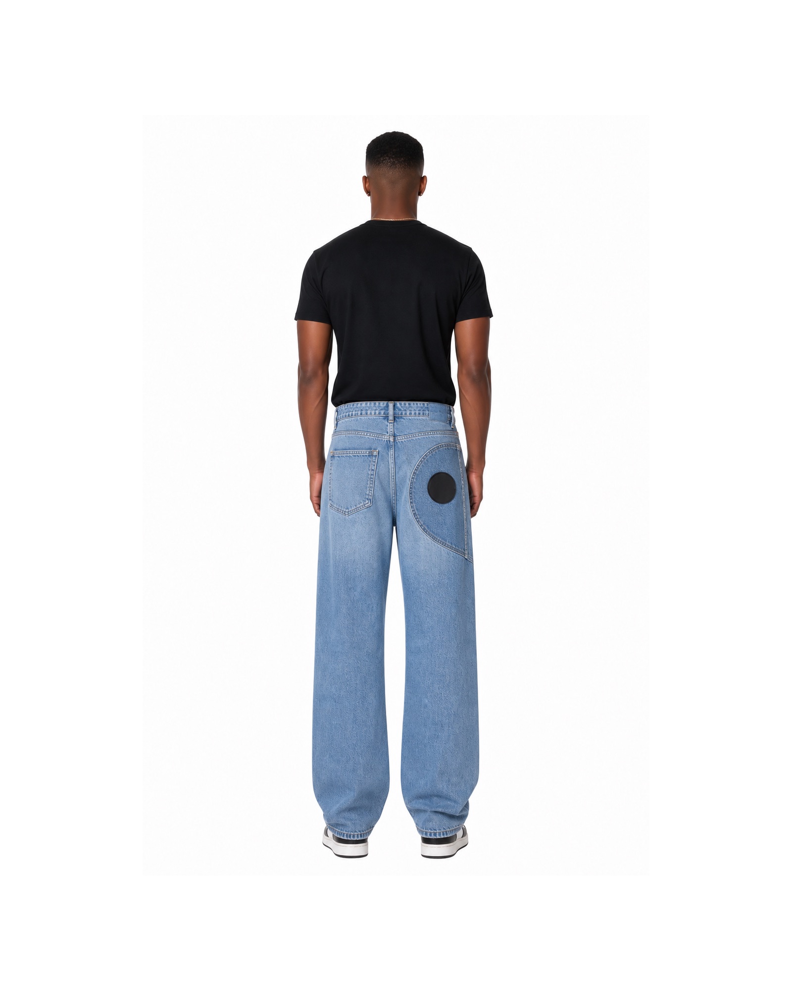 METRO Blue Signal Patch Jeans back product view on a white background