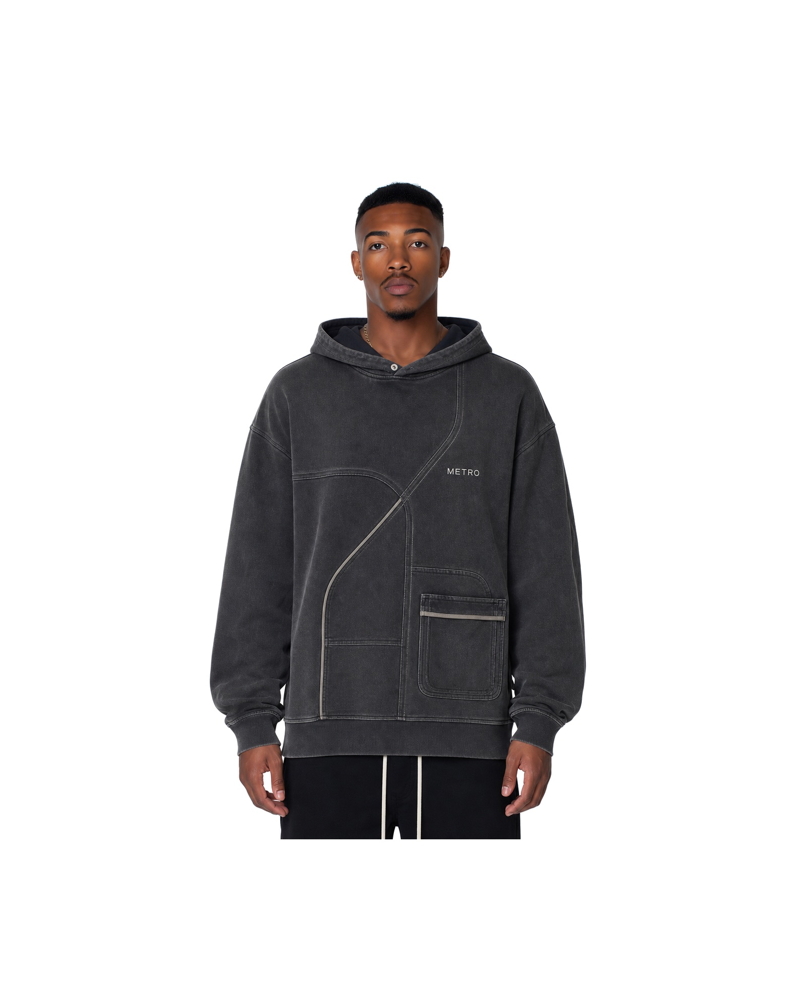 METRO Shadow Curve Hoodie front product view on a white background