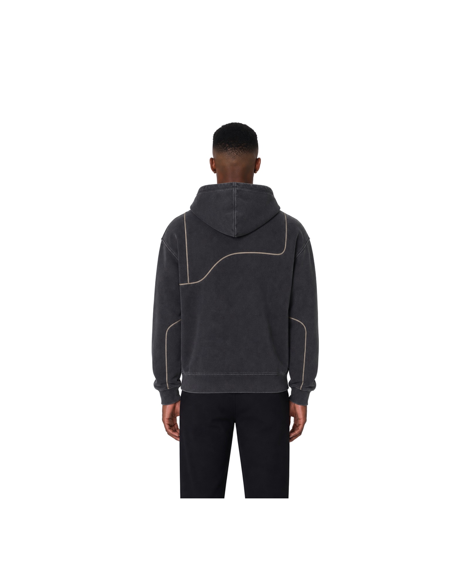 METRO Black Junction Zip Hoodie back product view on a white background