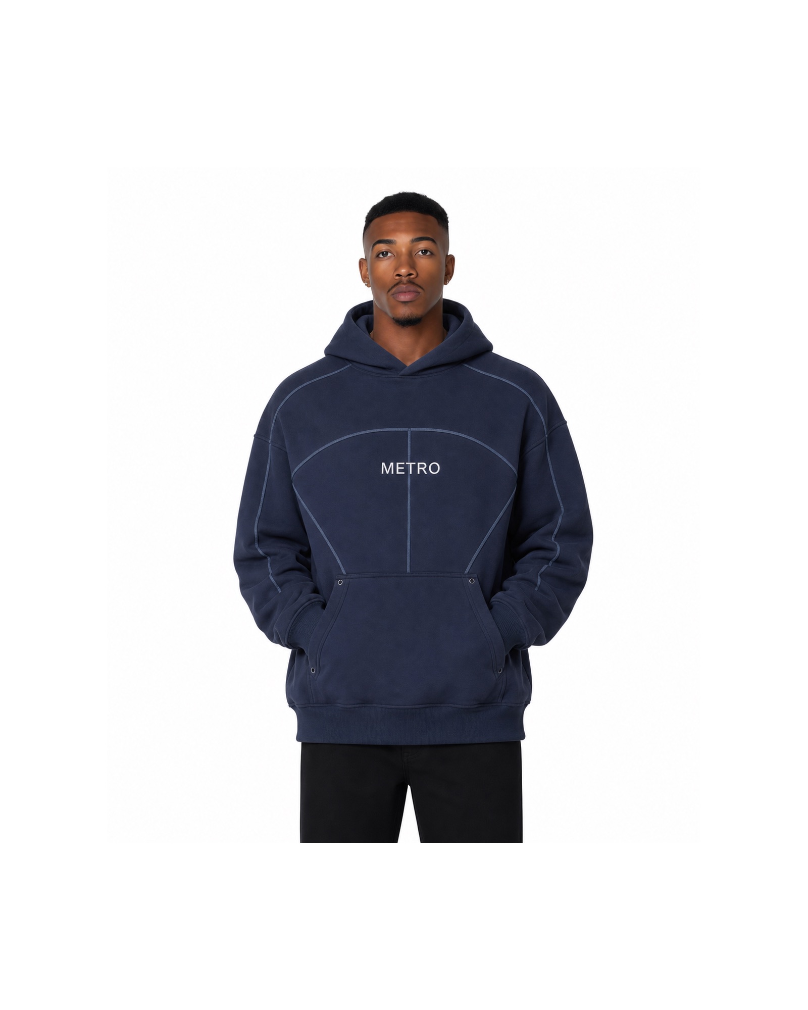 METRO Nightline Vector Hoodie front product view on a white background