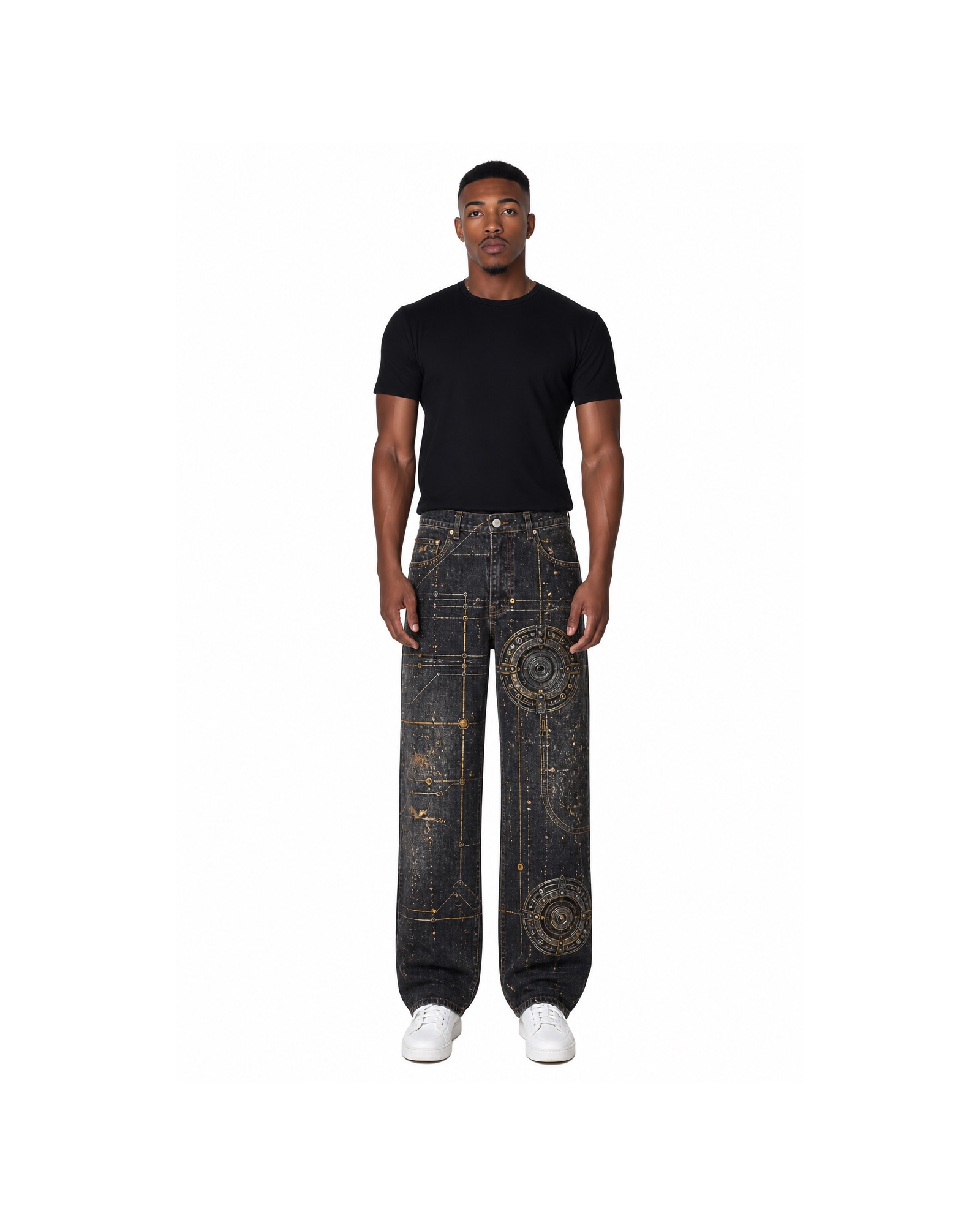 METRO Night Atlas Graphic Jeans front product view on a white background