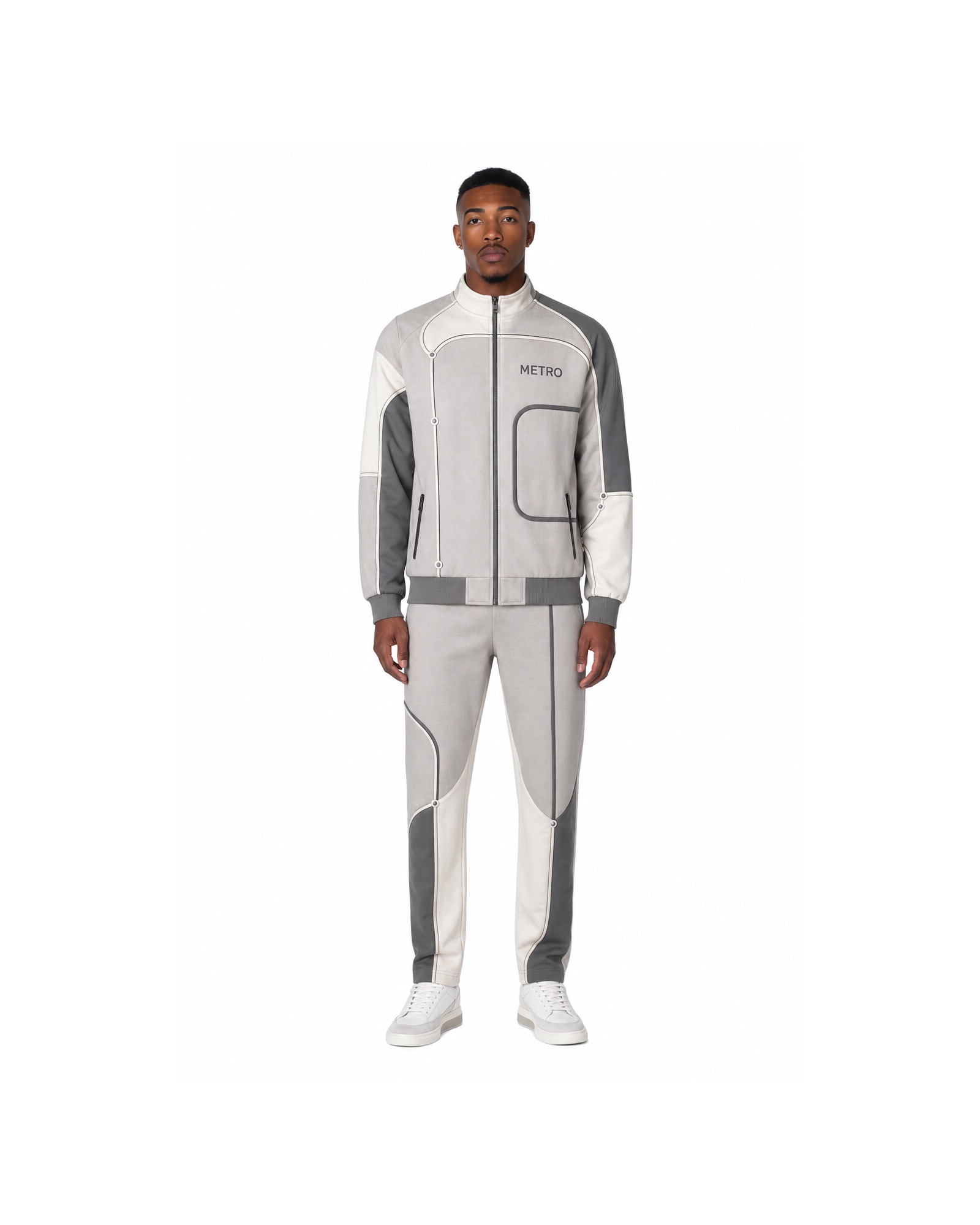 METRO Silver Module Tracksuit front product view on a white background