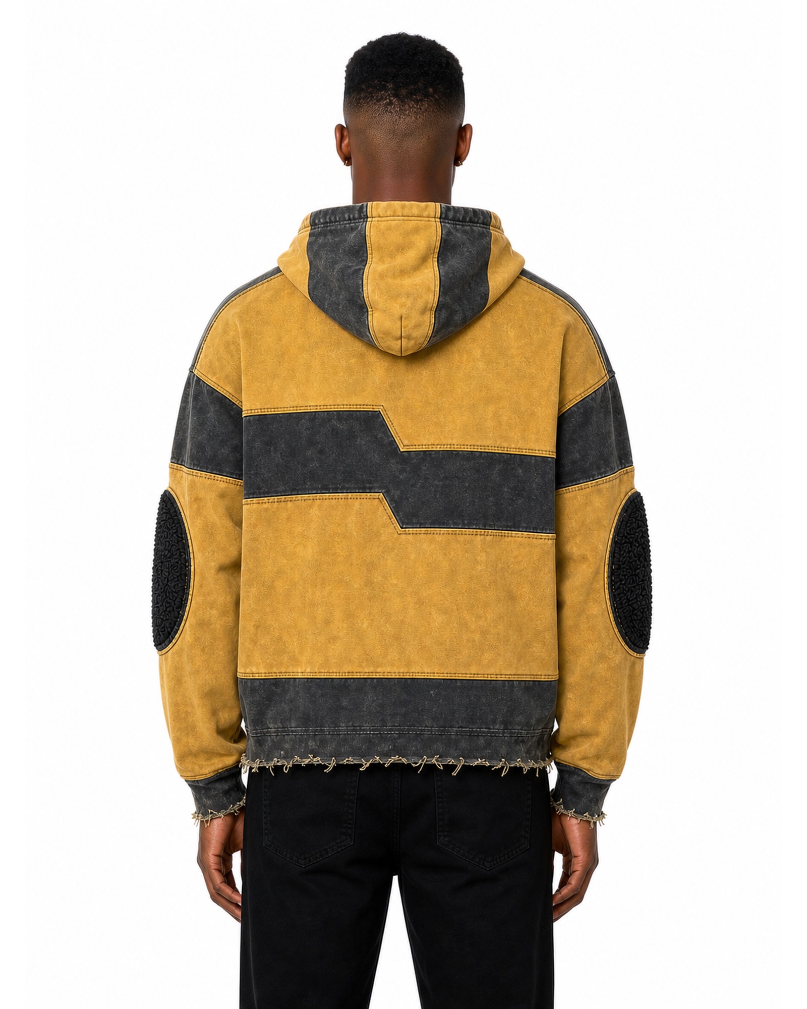 METRO Ochre Platform Hooded Sweater back product view on a white background