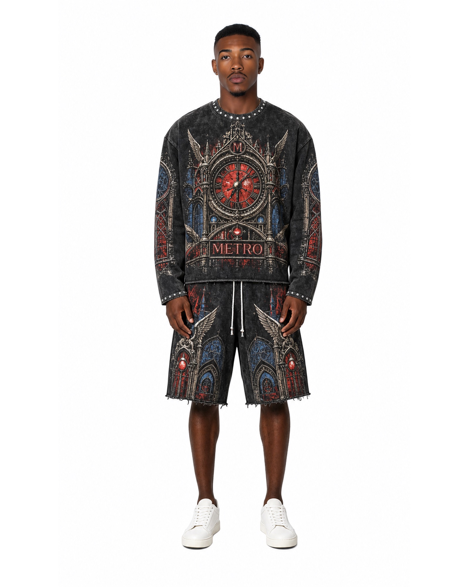 METRO Ember Cathedral Shorts Set front product view on a white background
