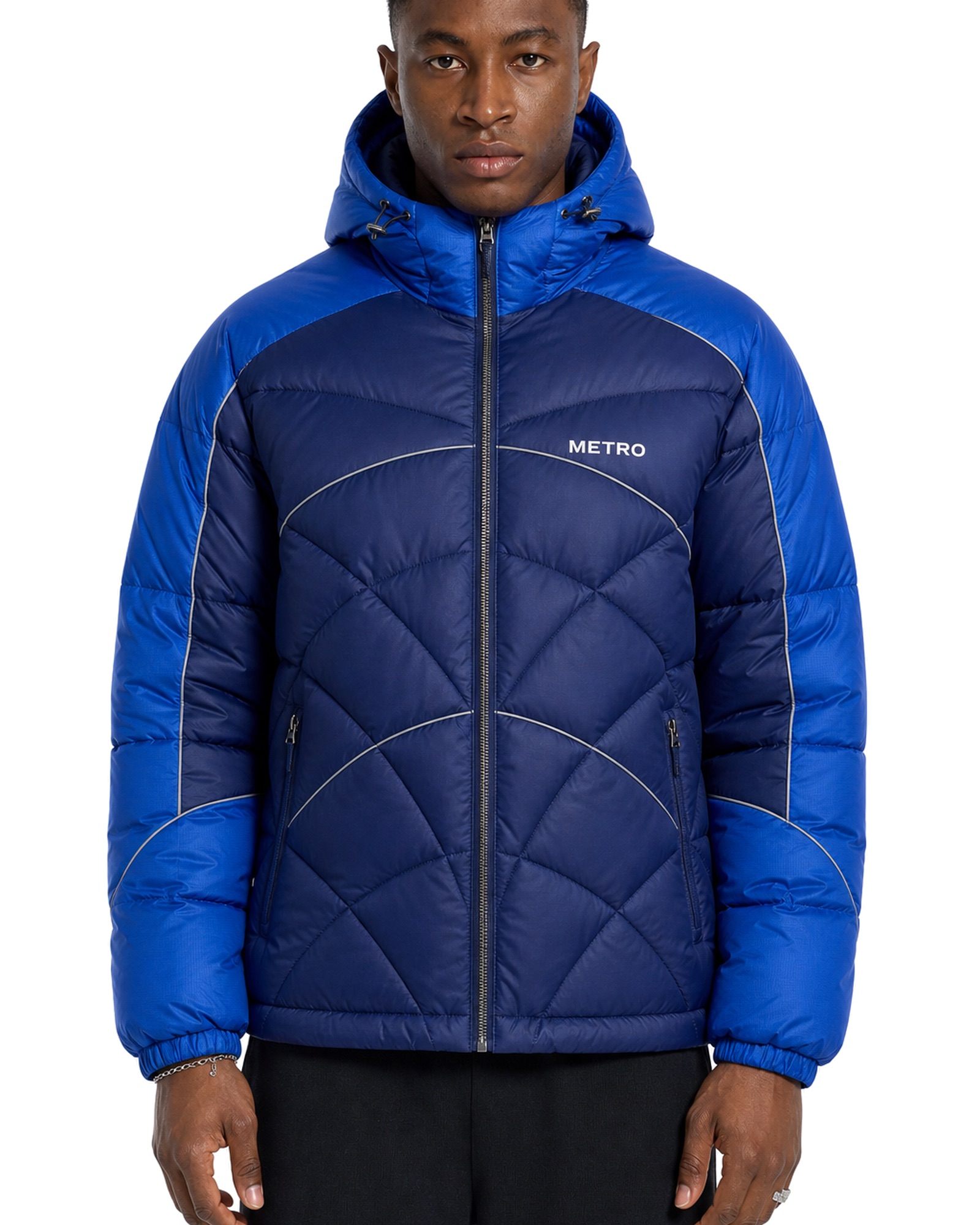 METRO Cobalt Junction Puffer front product view on a white background