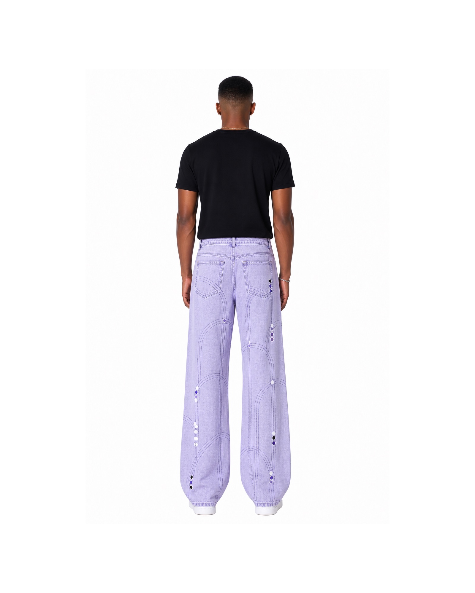 METRO Lilac Signal Wide Jeans back product view on a white background