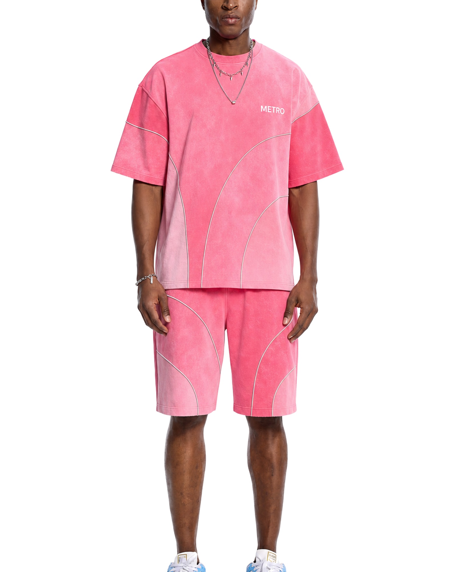 METRO Pink Transfer Lounge Set front product view on a white background