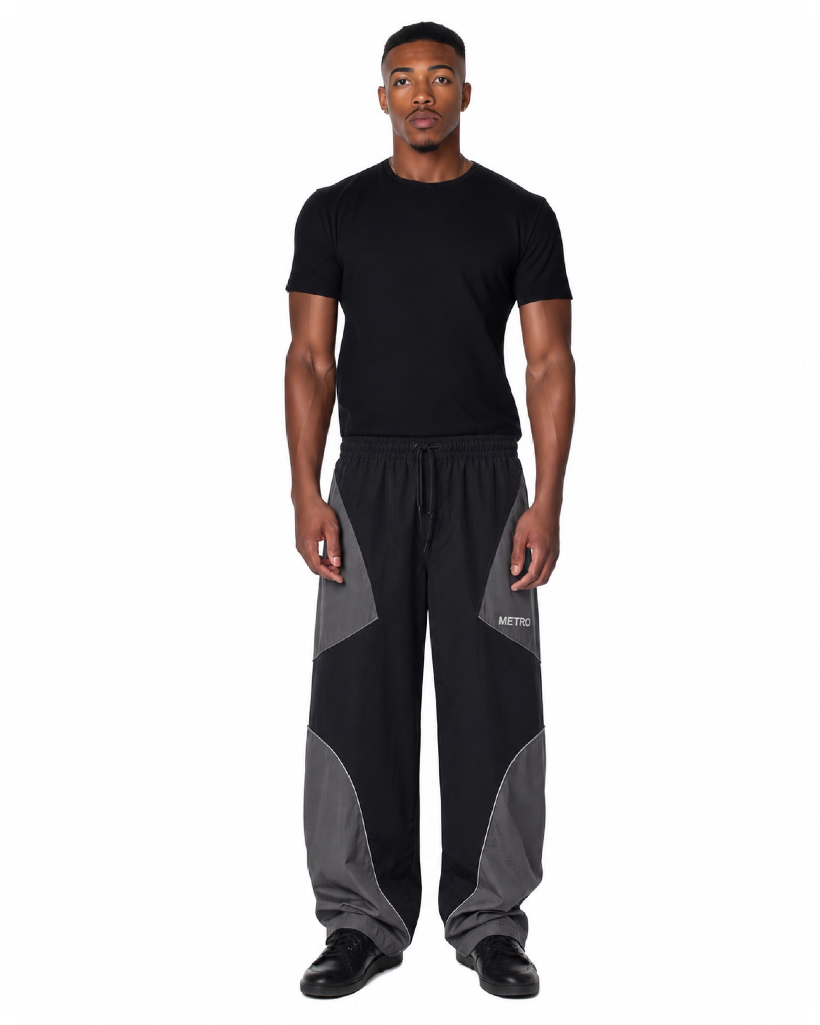 METRO Graphite Tunnel Shell Pants front product view on a white background
