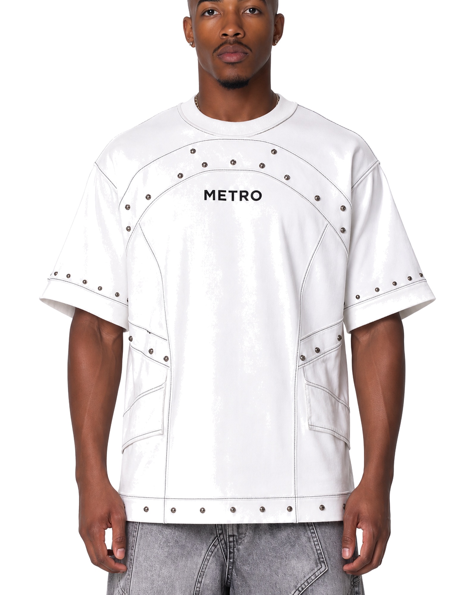 METRO Orbit Stud Oversized Tee front product view on a white background