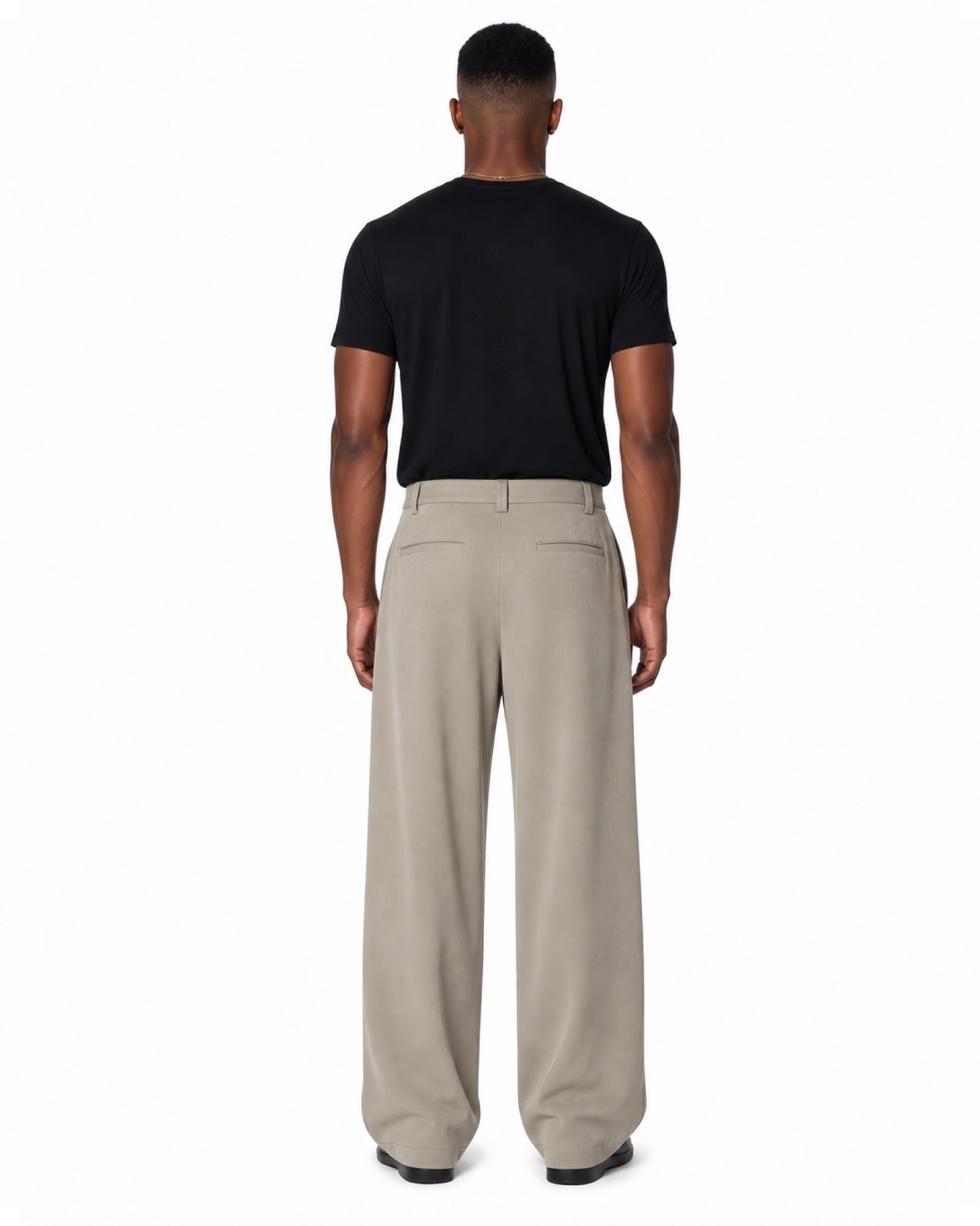 METRO Stone Concourse Trousers back product view on a white background