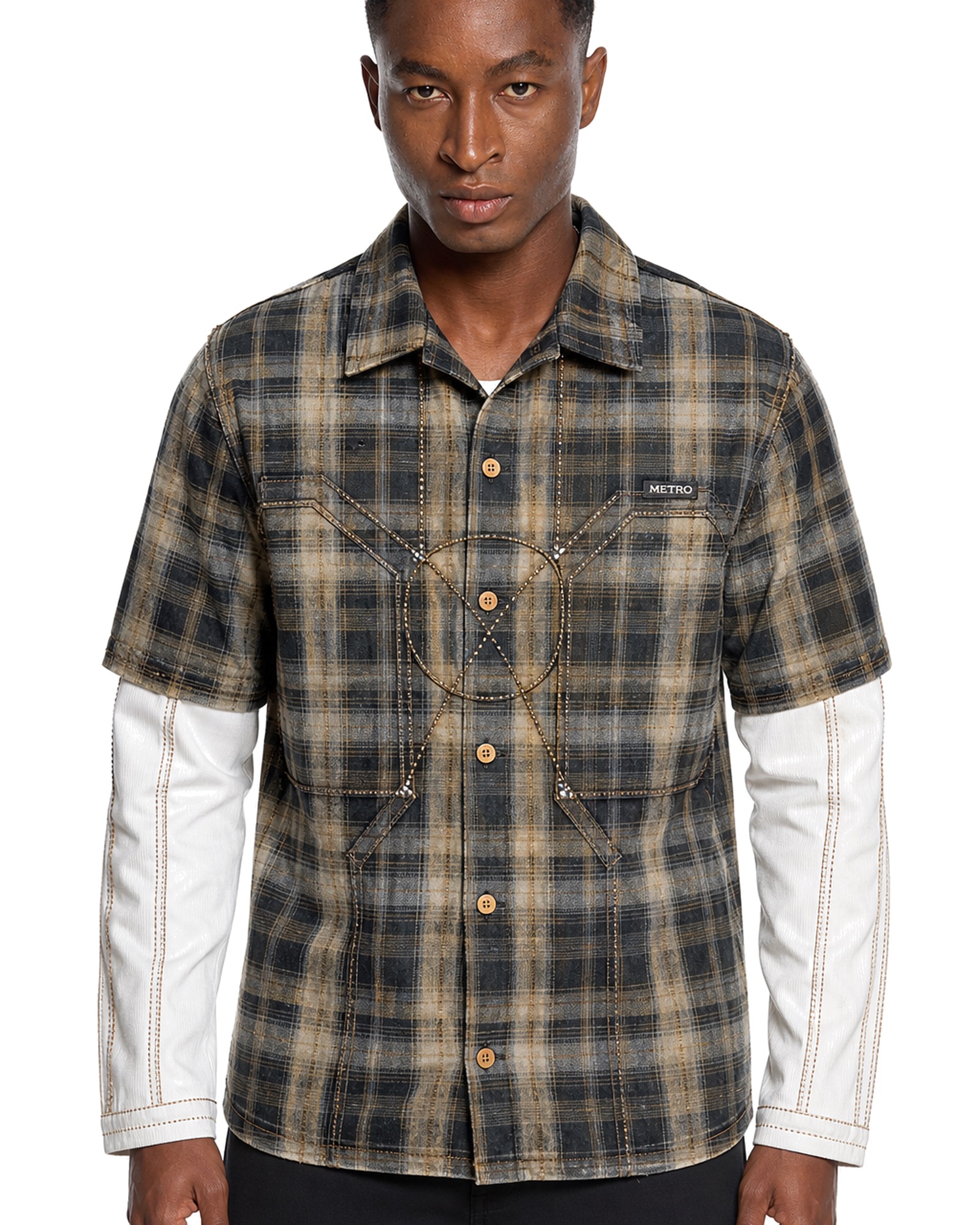METRO Timberline Layered Plaid Shirt front product view on a white background
