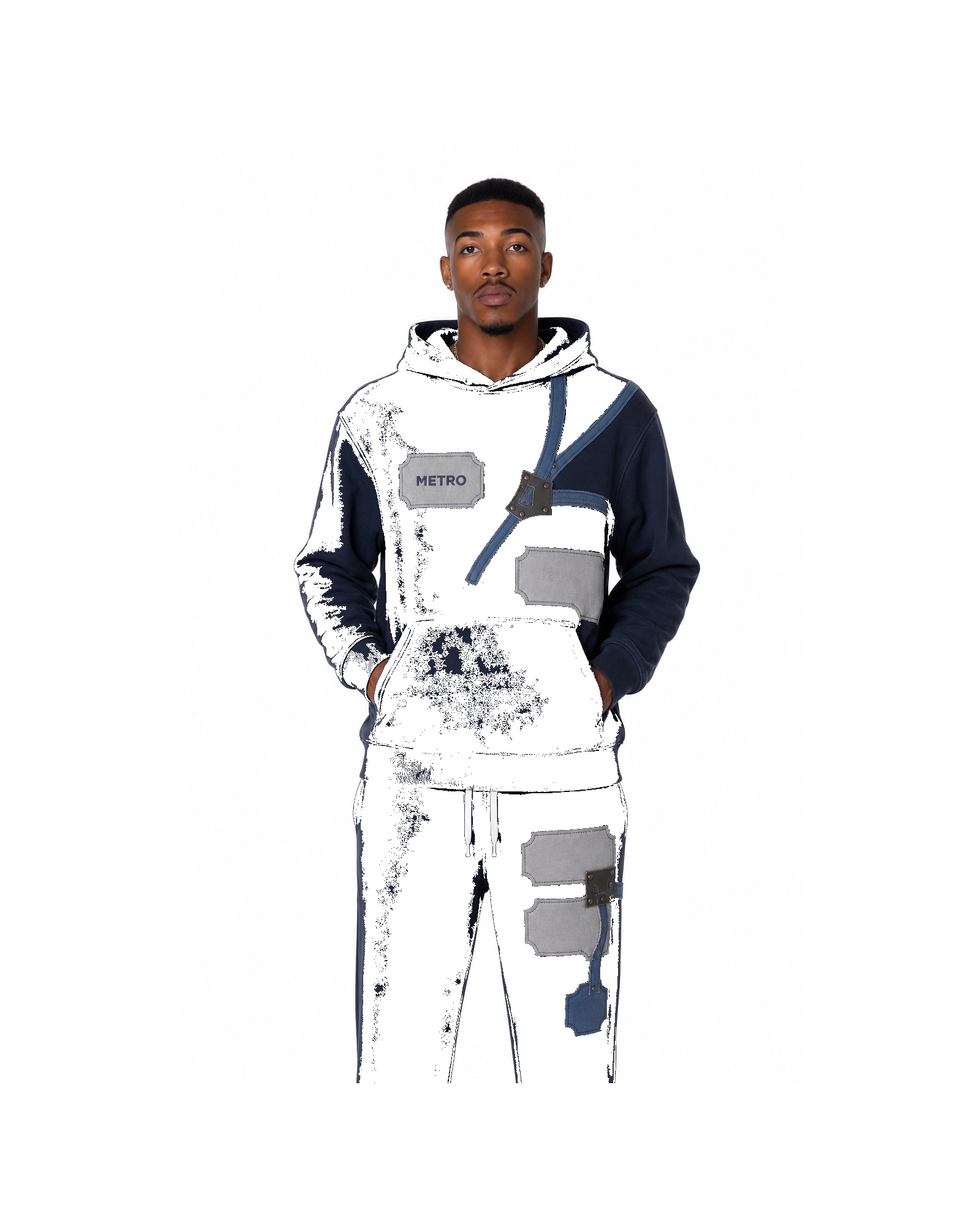 METRO Arctic Fragment Hoodie Set front product view on a white background