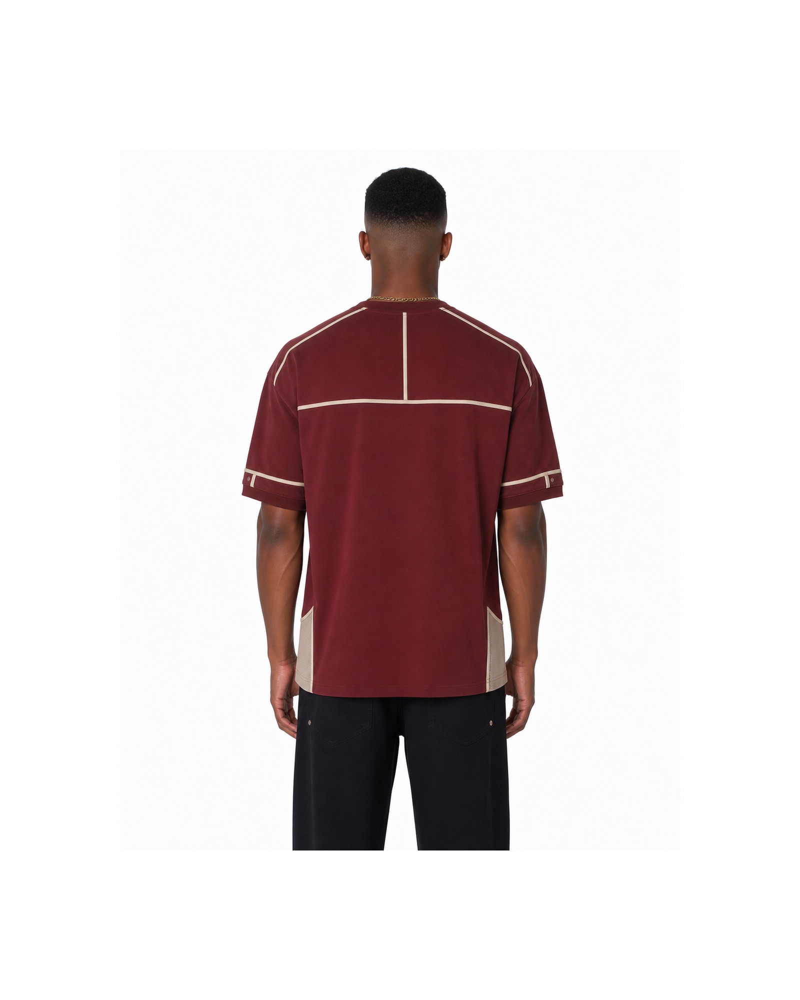 METRO Garnet Route Utility Tee back product view on a white background