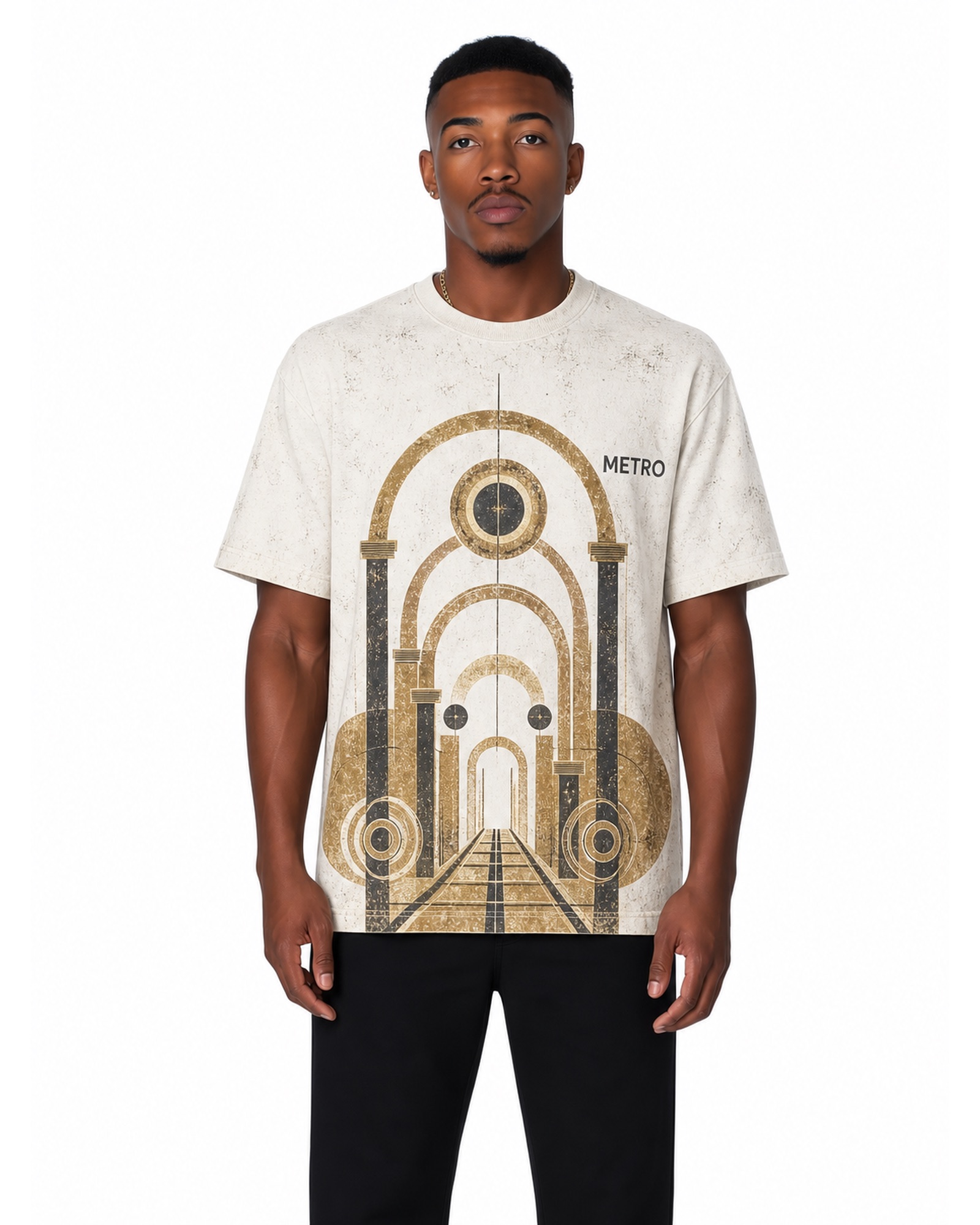 METRO Gold Portal Graphic Tee front product view on a white background