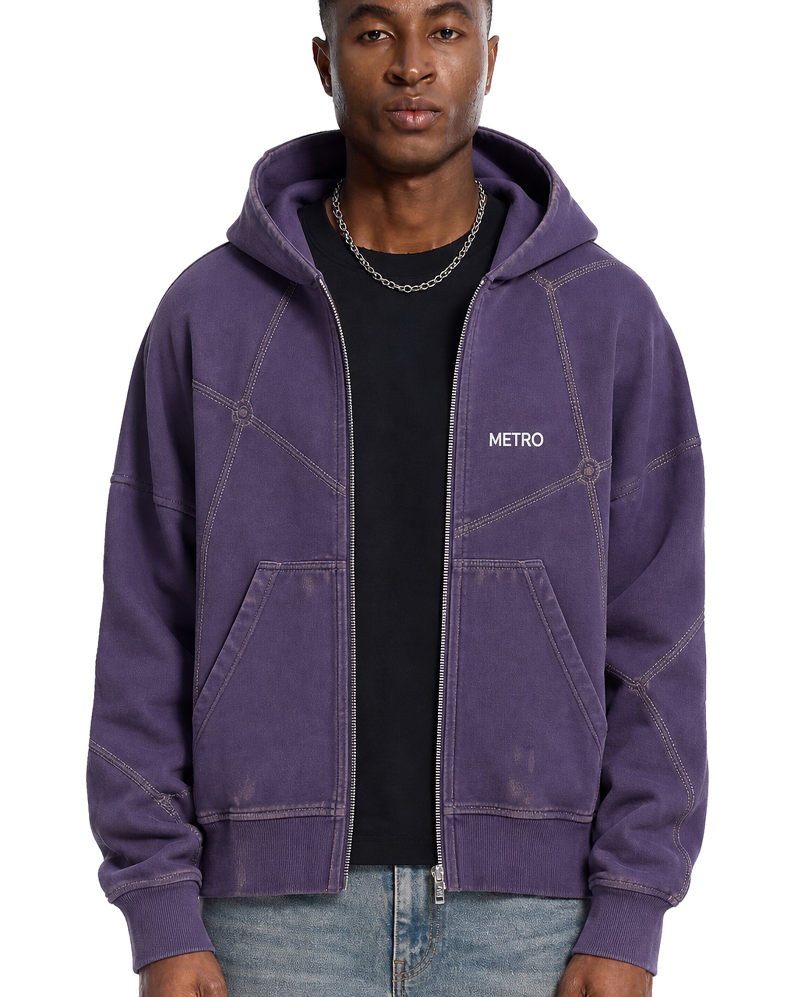 METRO Violet Depot Zip Hoodie front product view on a white background