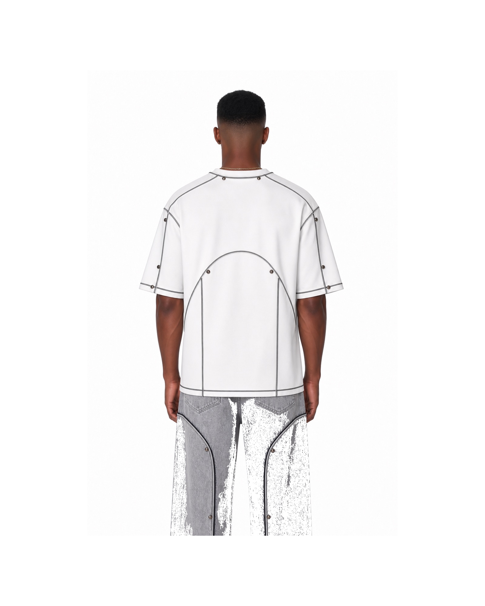 METRO White Diagram Oversized Tee back product view on a white background