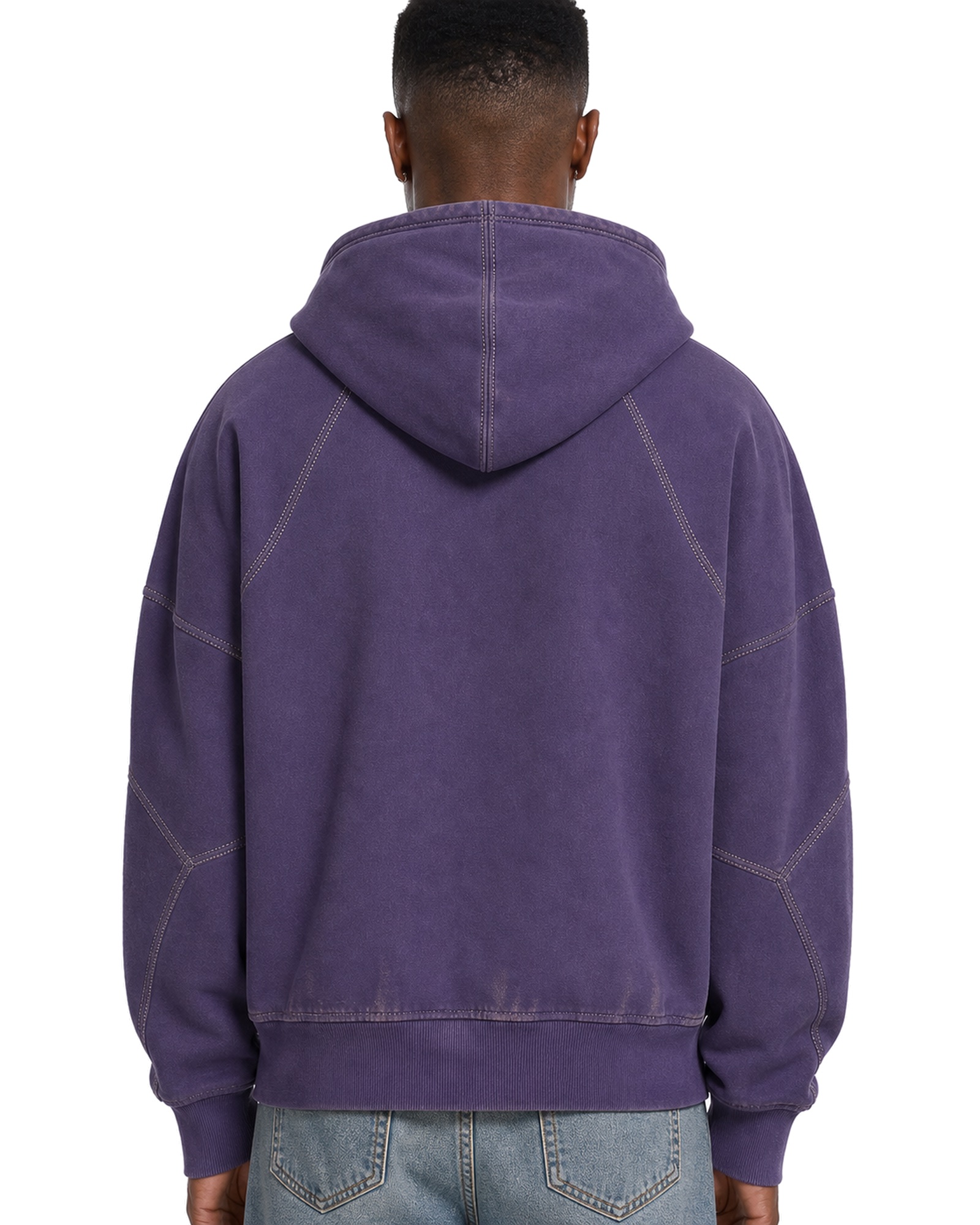 METRO Violet Depot Zip Hoodie back product view on a white background