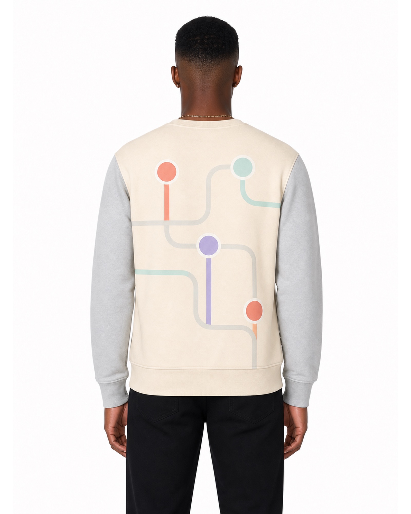 METRO Pastel Junction Crewneck back product view on a white background