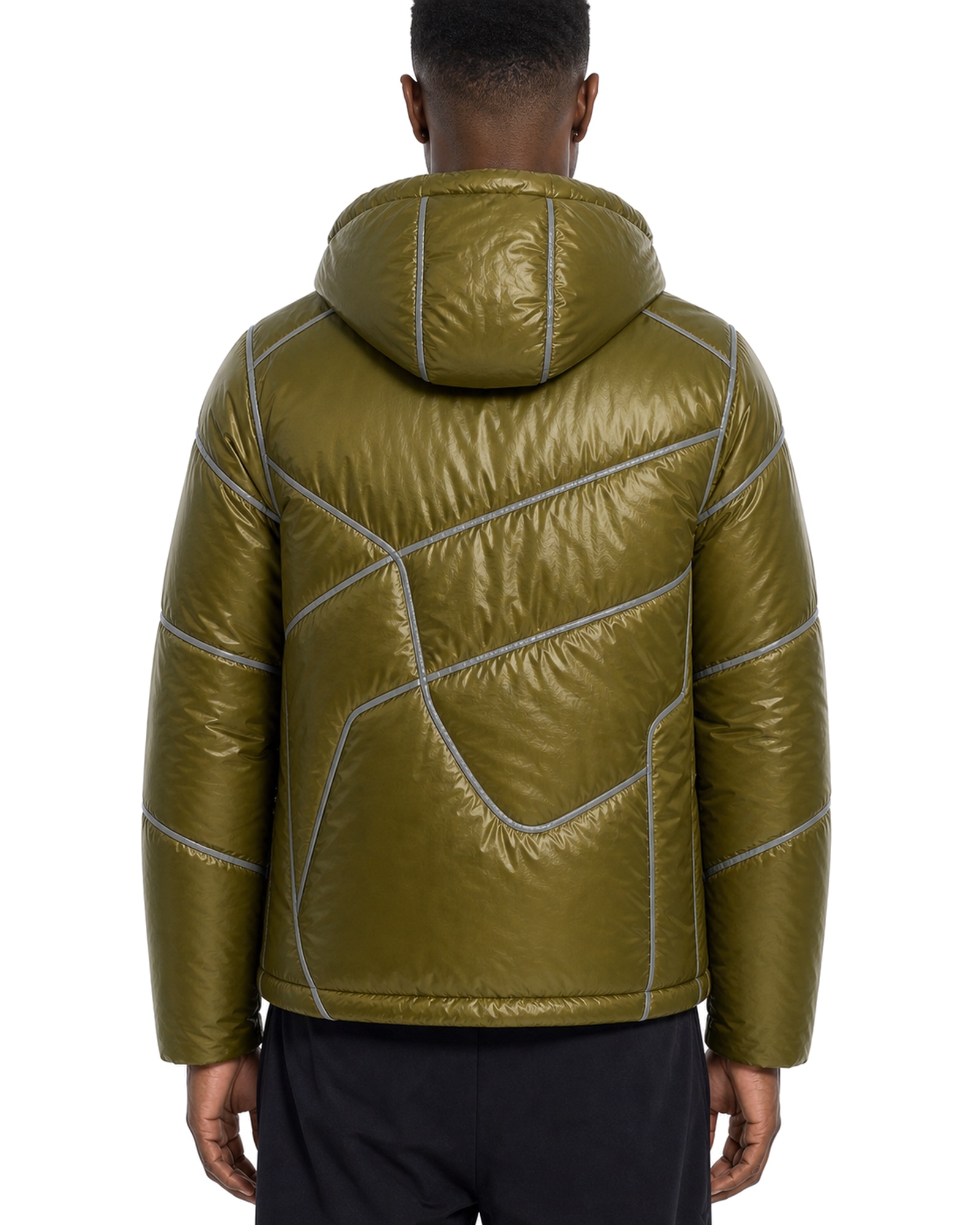 METRO Olive Vault Puffer back product view on a white background