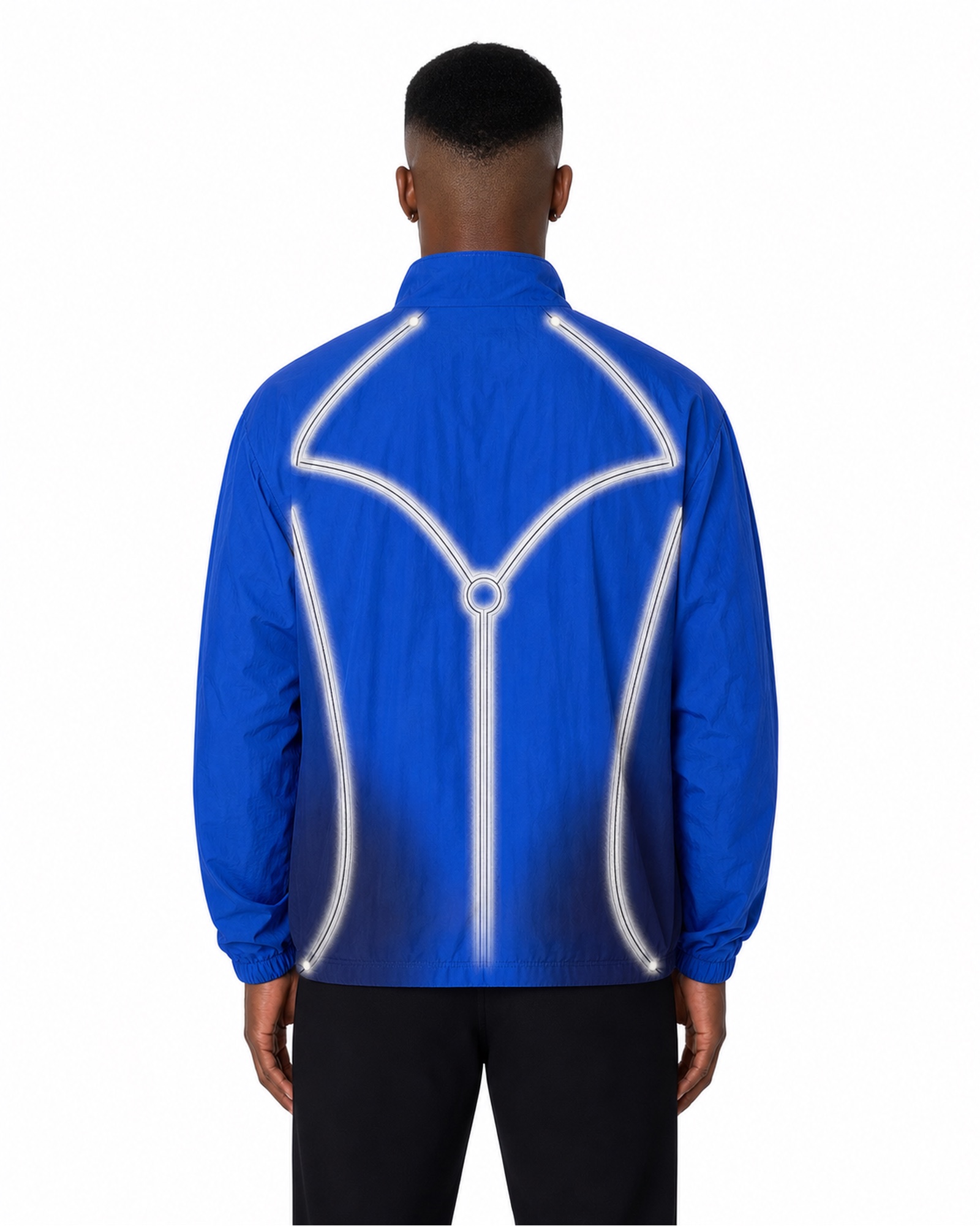 METRO Cobalt Velocity Track Jacket back product view on a white background