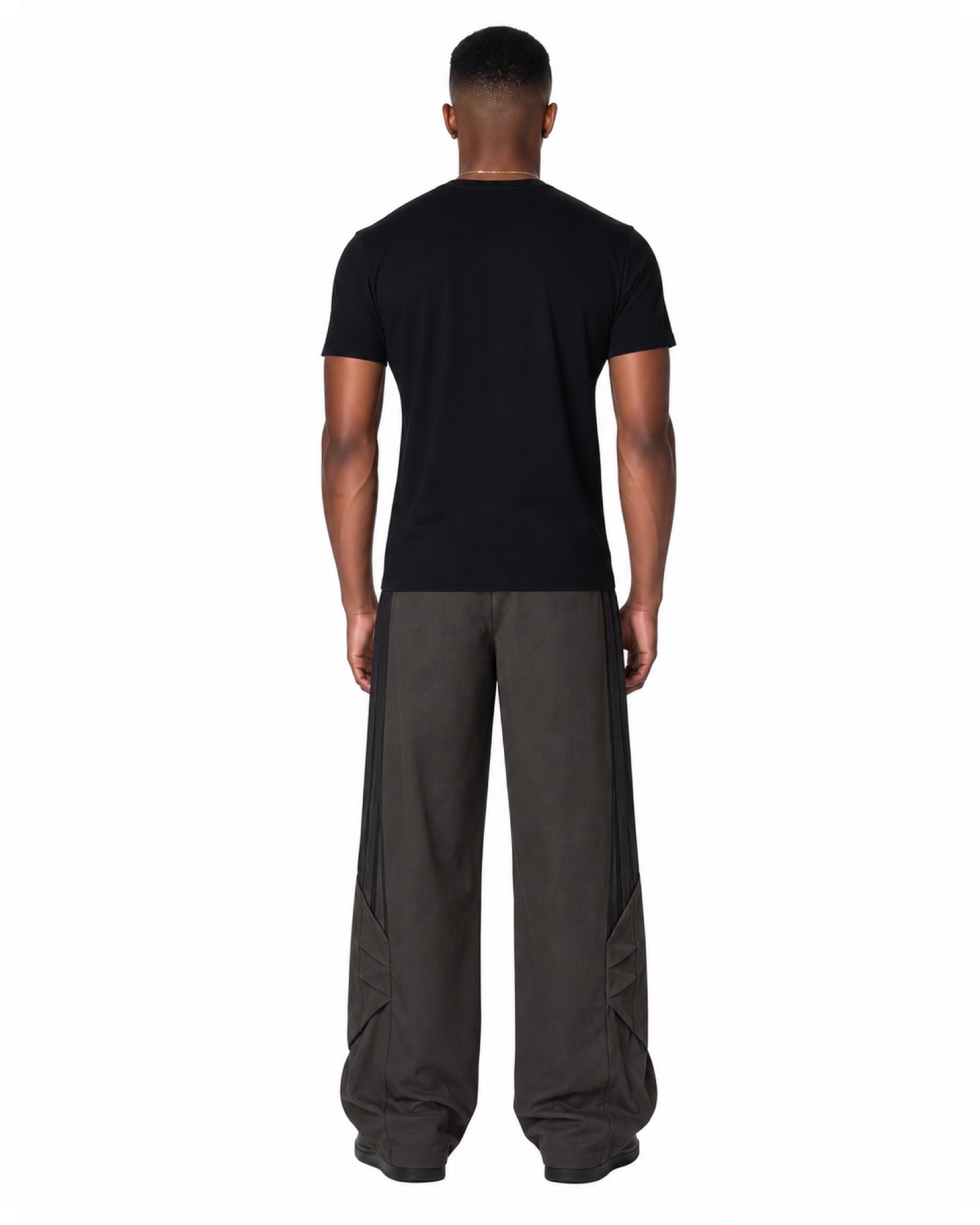 METRO Charcoal Column Trousers back product view on a white background