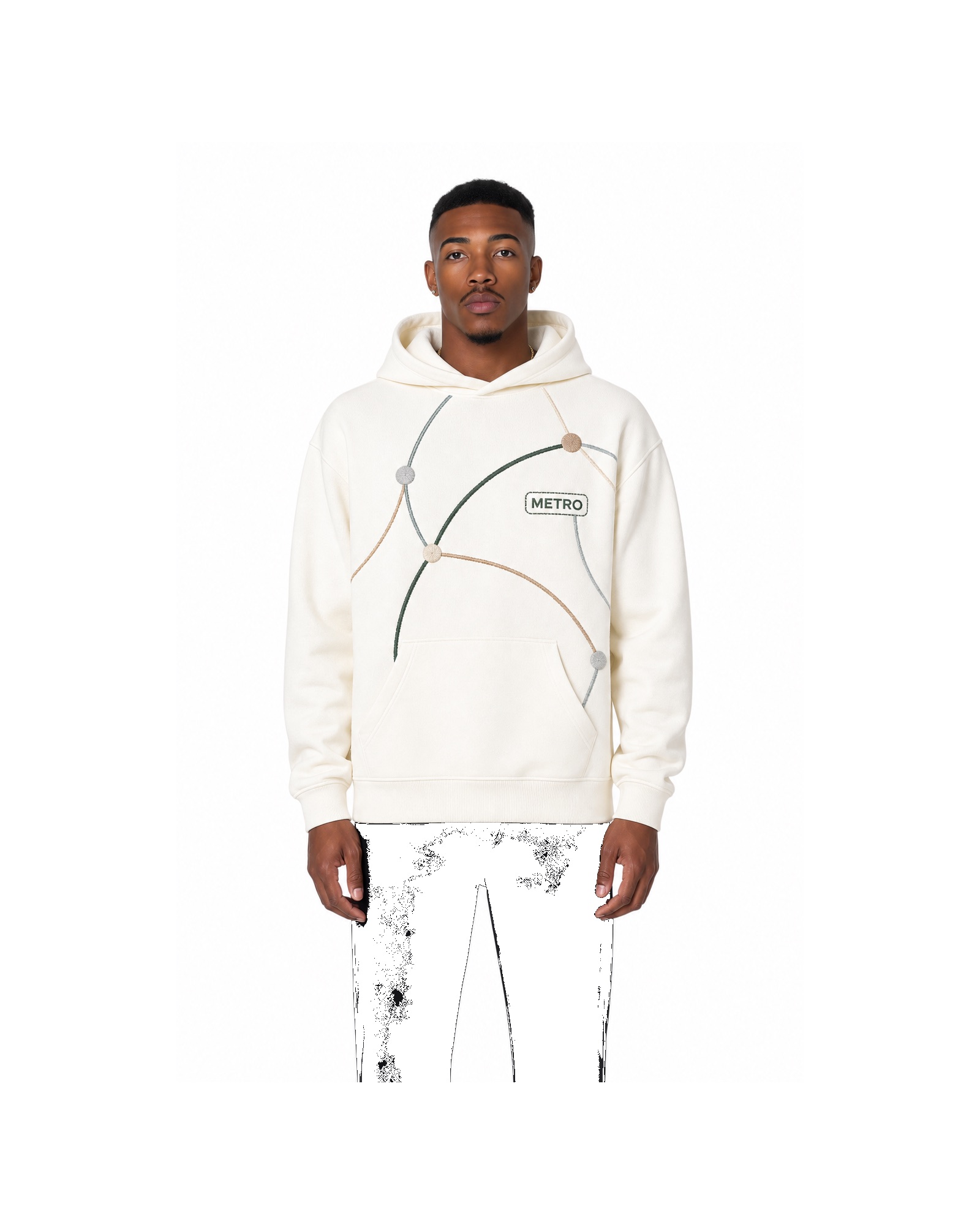 METRO Ivory Branchline Hoodie front product view on a white background