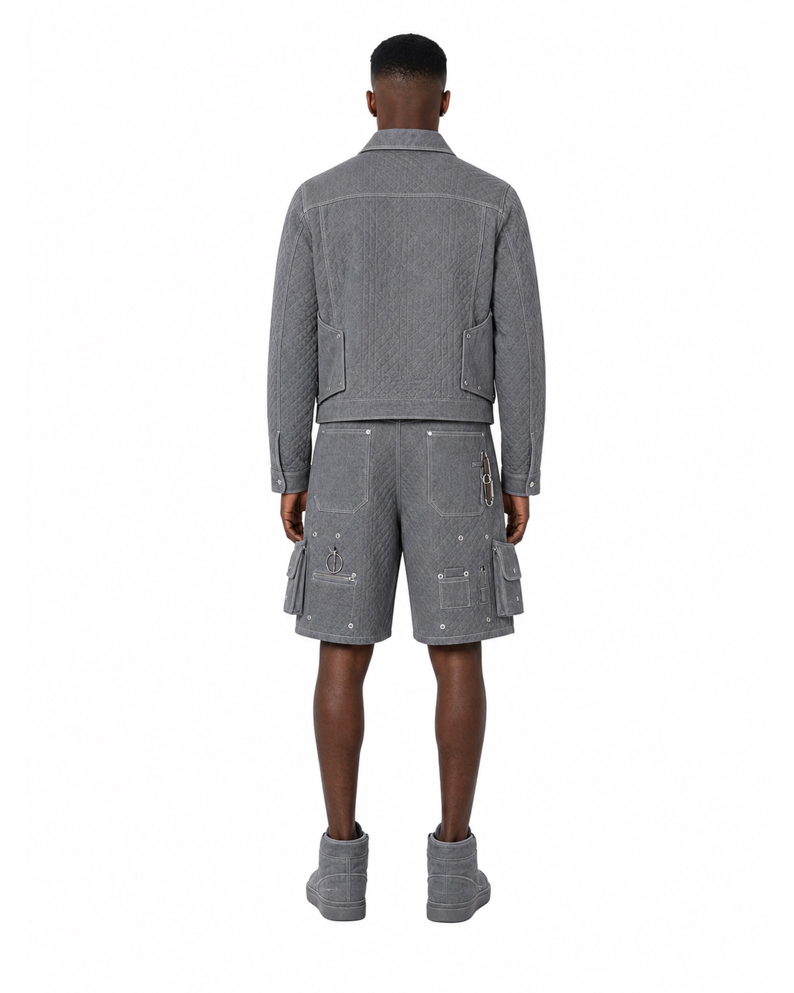 METRO Slate Platform Shorts Set back product view on a white background