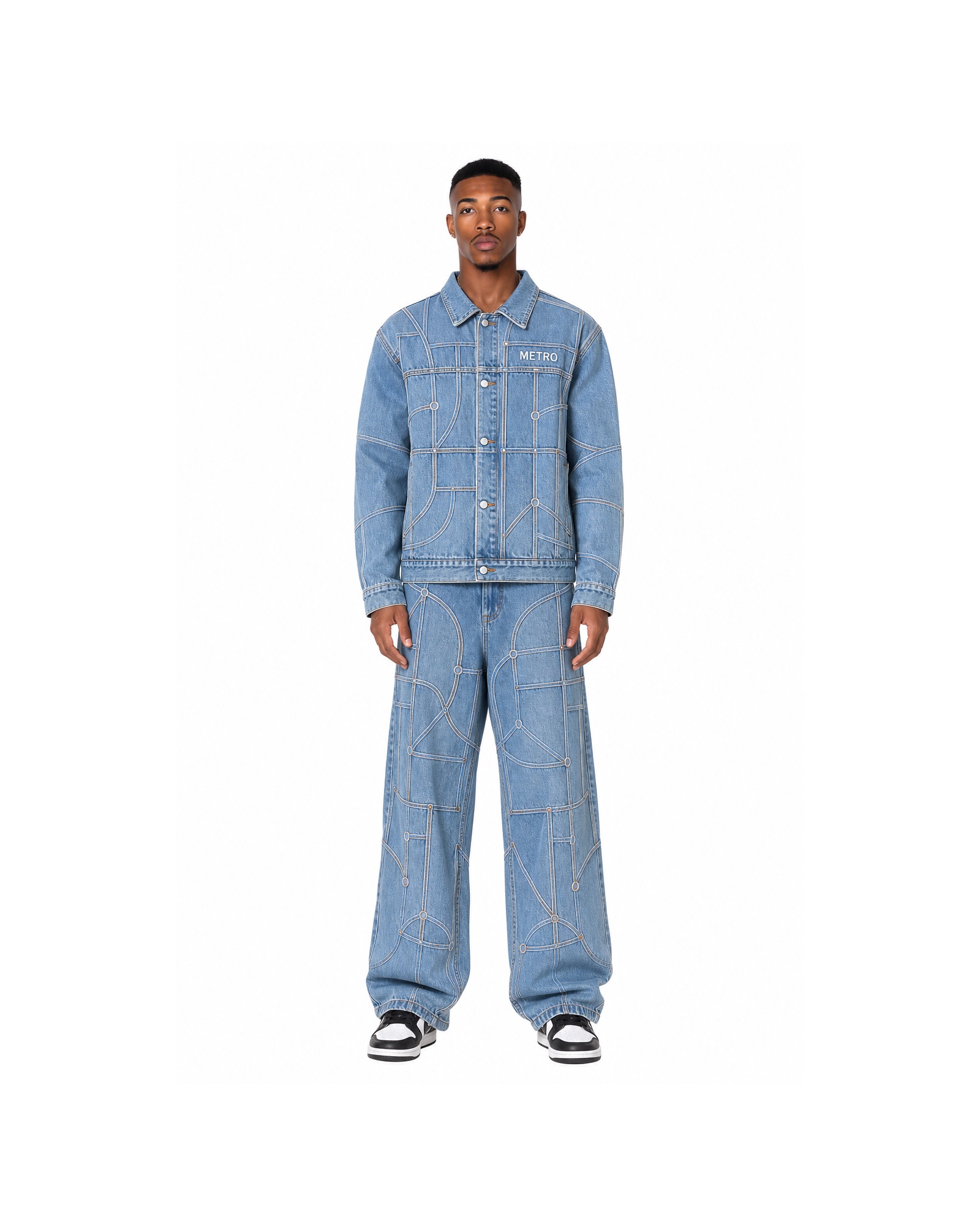 METRO Blue Station Denim Set front product view on a white background