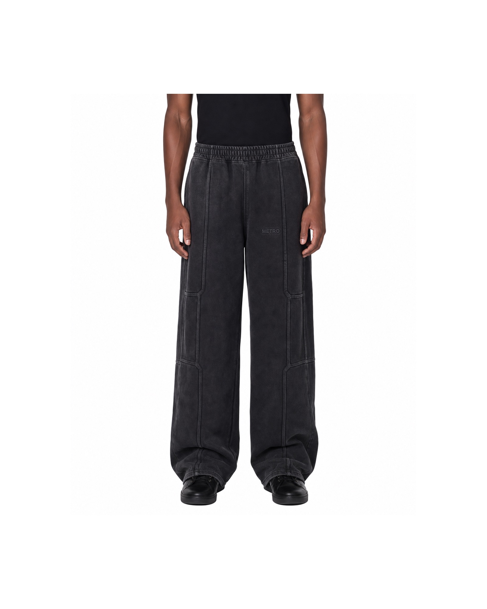 METRO Coal Grid Wide-Leg Sweatpants front product view on a white background