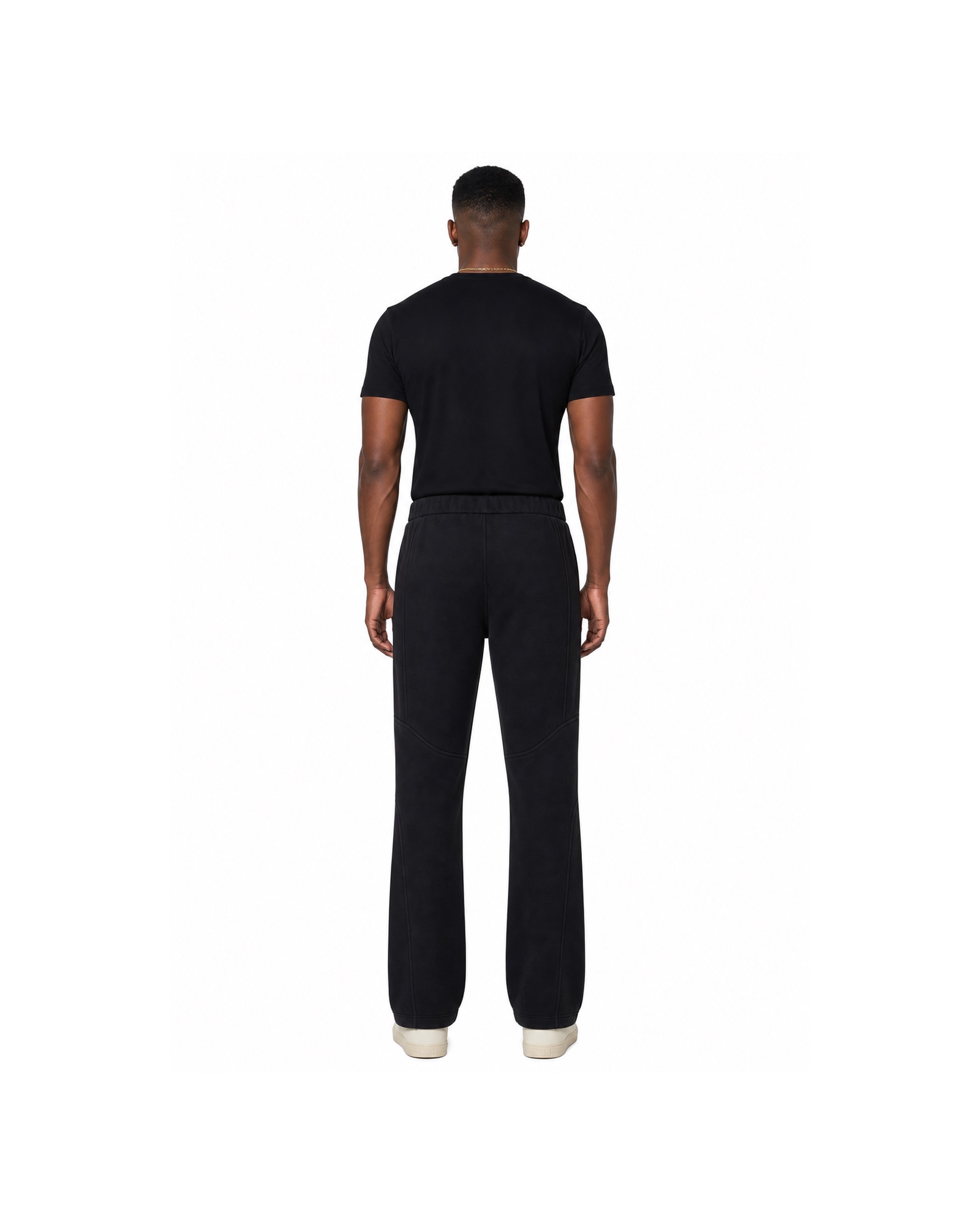 METRO Dark Arc Flare Pants back product view on a white background