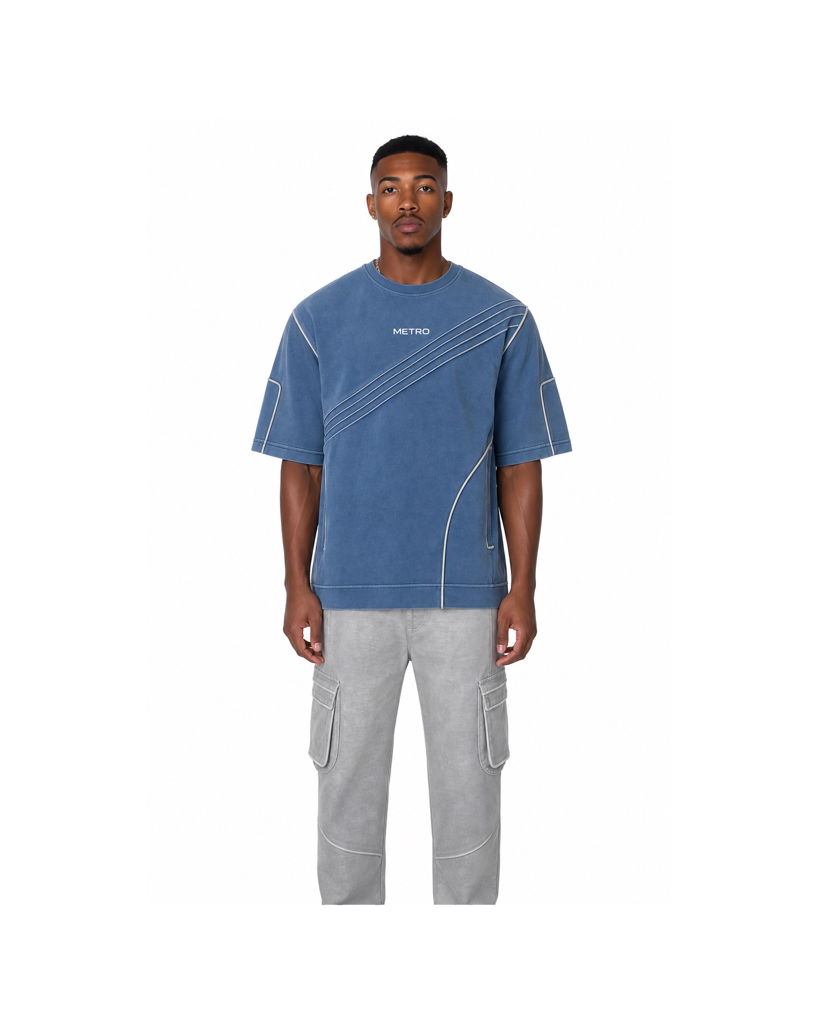 METRO Slate Current Oversized Tee front product view on a white background