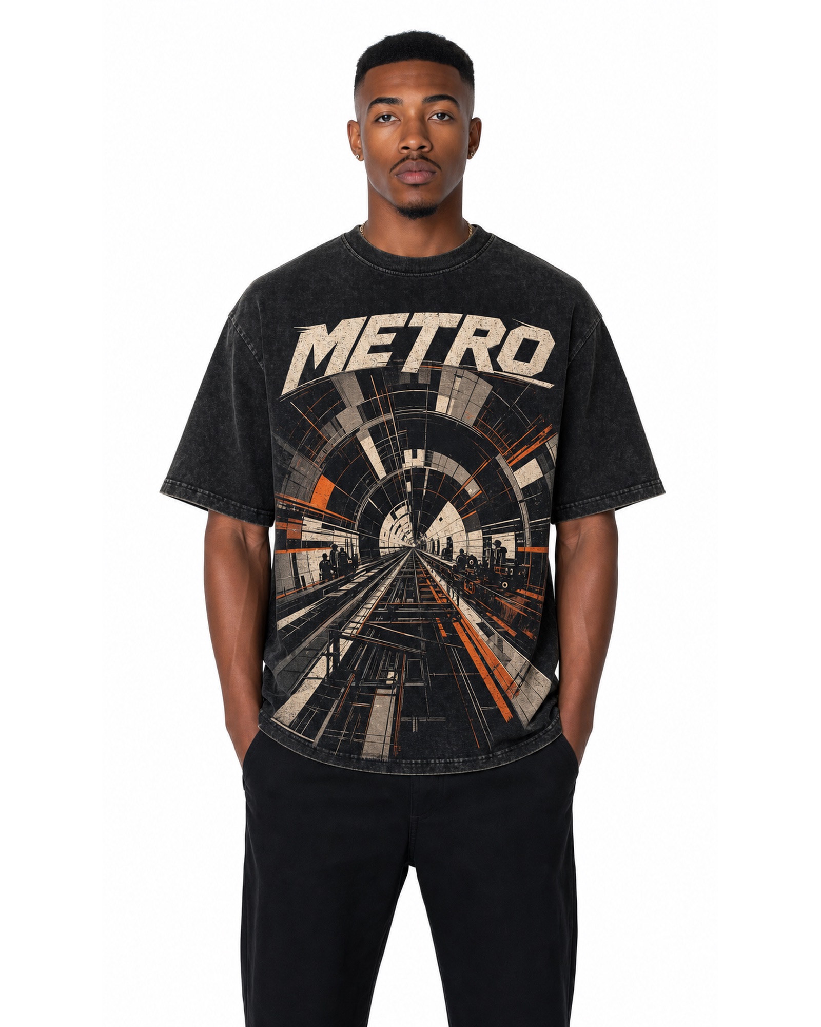 METRO Tunnel Rush Graphic Tee front product view on a white background